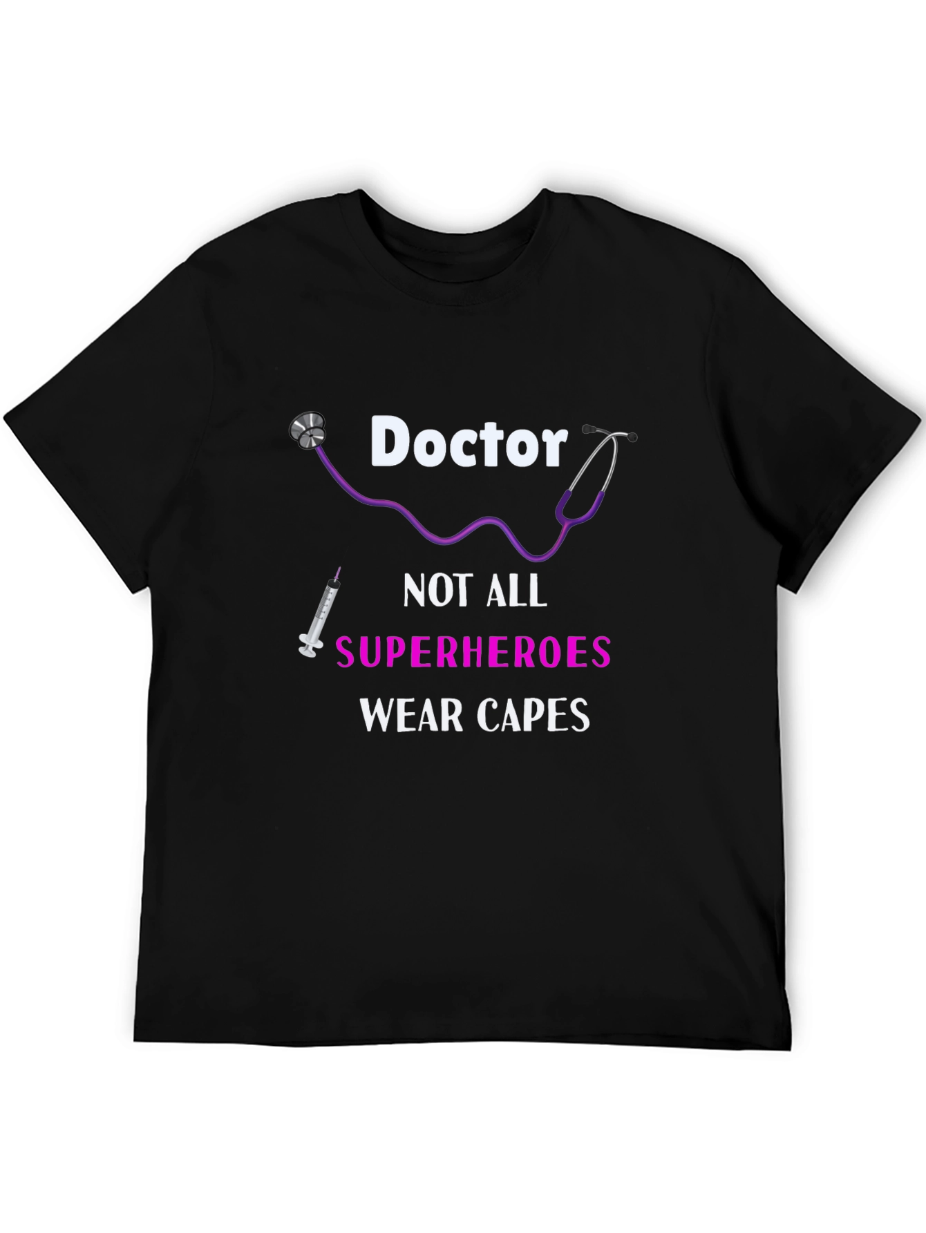 Doctor Superhero Graphic Tee - Black Cotton T-Shirt