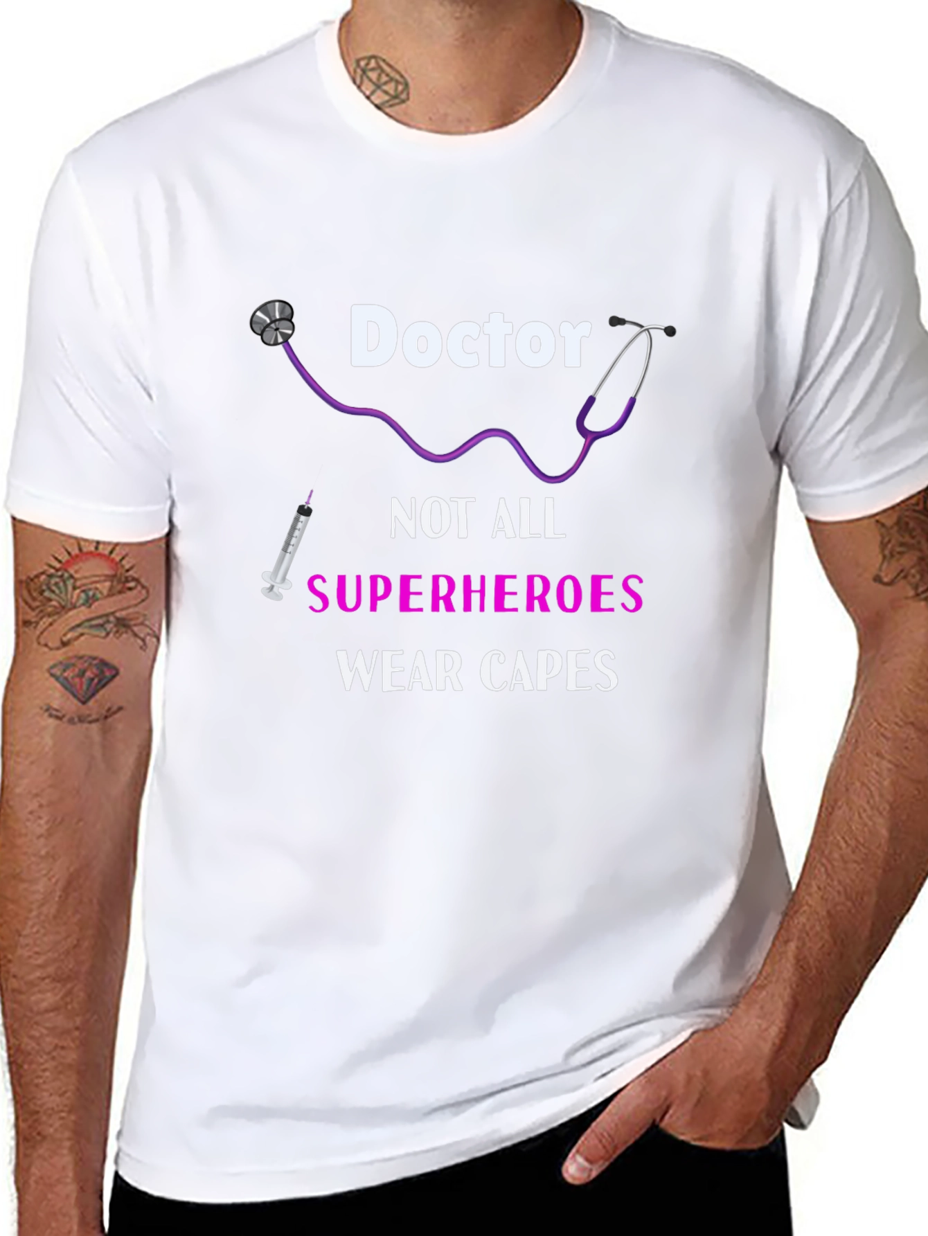 Doctor Superhero Graphic Tee - Black Cotton T-Shirt