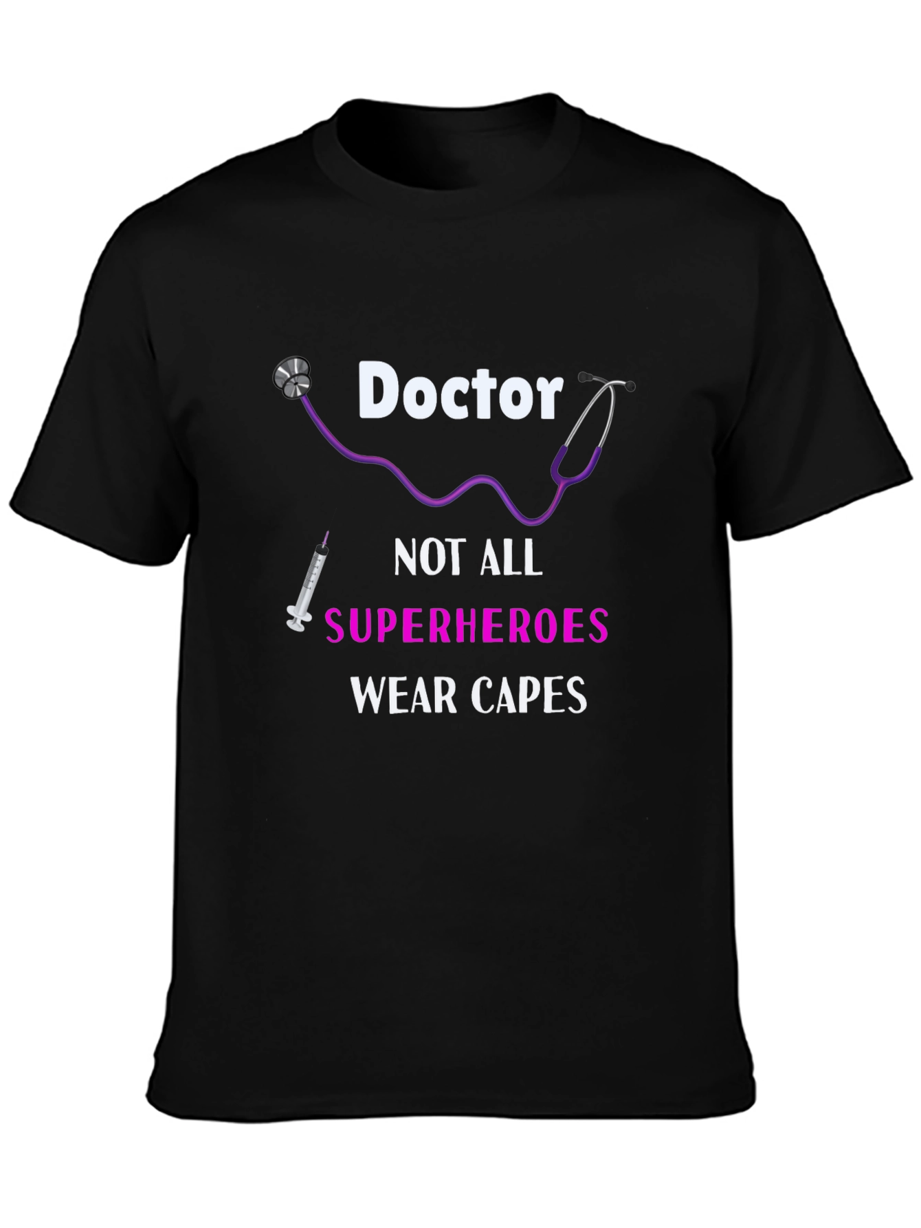 Doctor Superhero Graphic Tee - Black Cotton T-Shirt