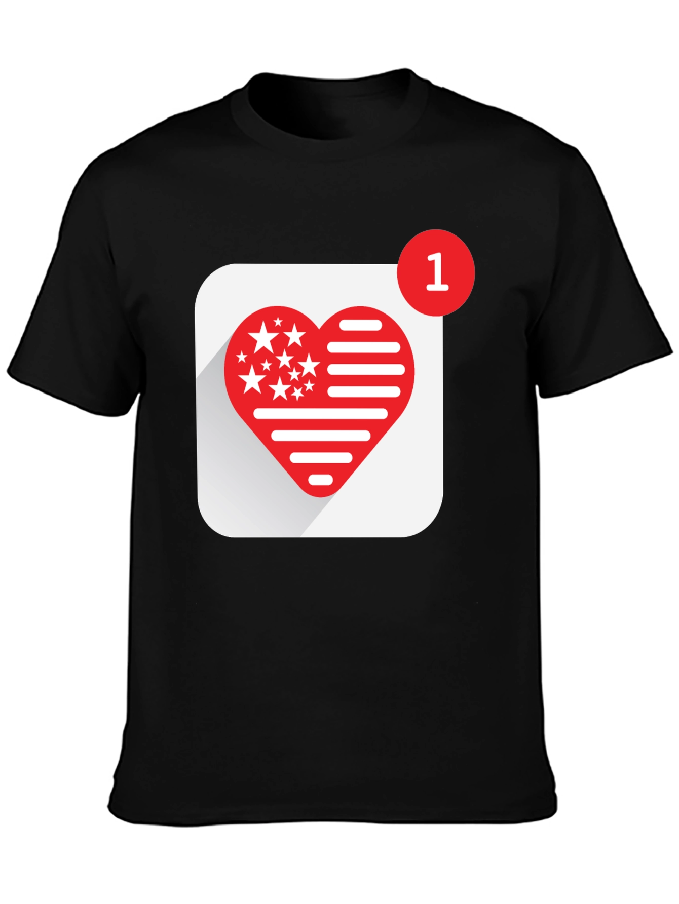 Heart Notification Graphic Tee - Black