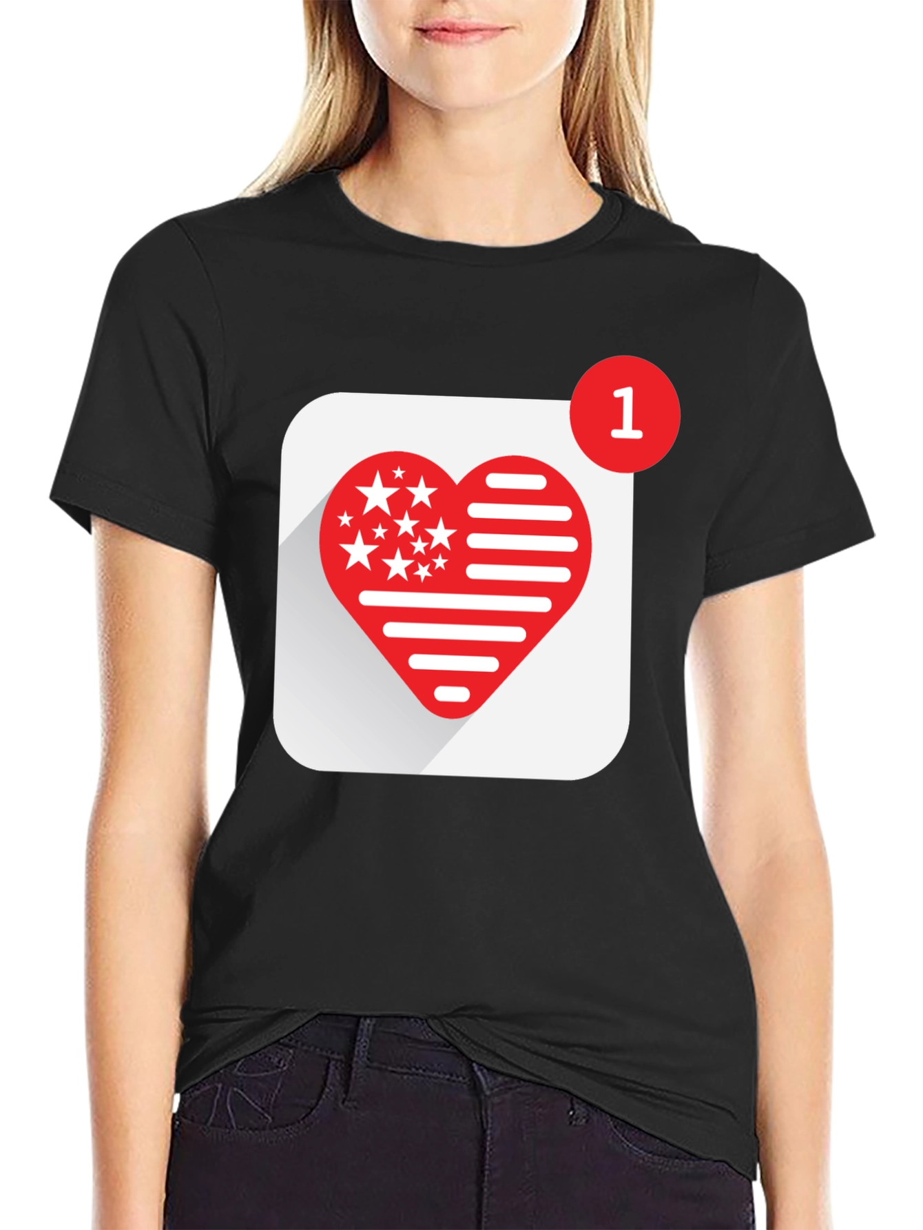 Heart Notification Graphic Tee - Black