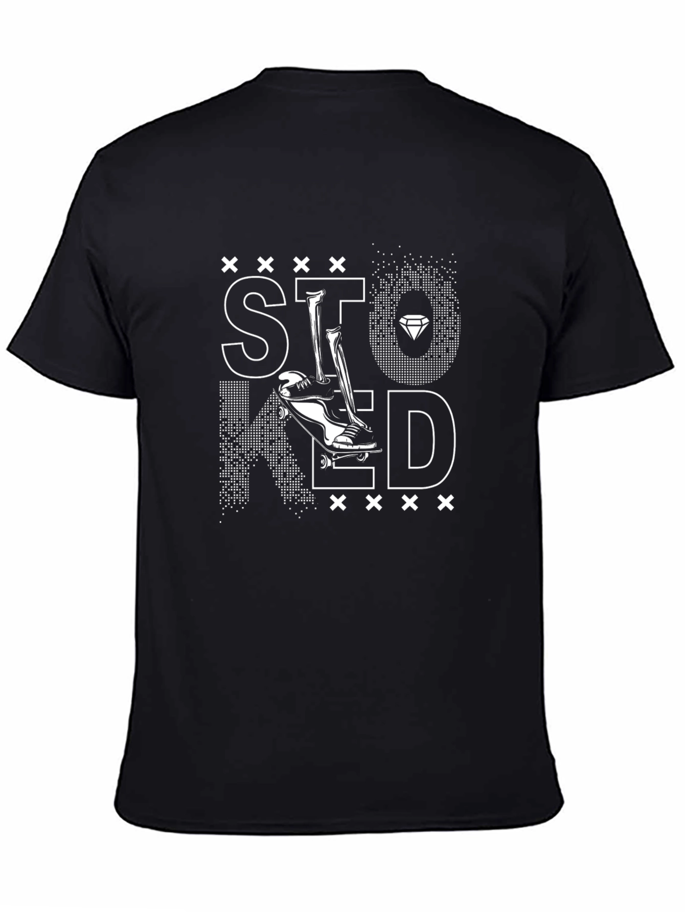 Stoned Skateboard Graphic T-Shirt - Black
