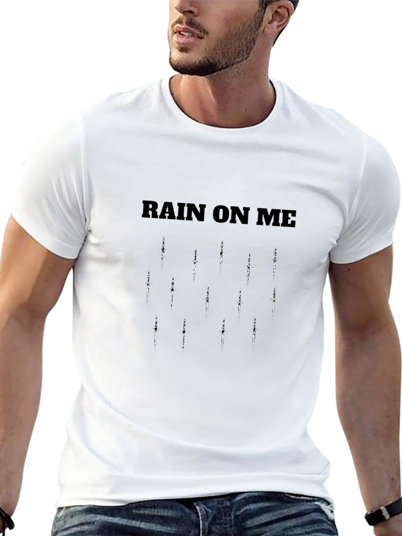Rain On Me Dagger Graphic Tee - Black