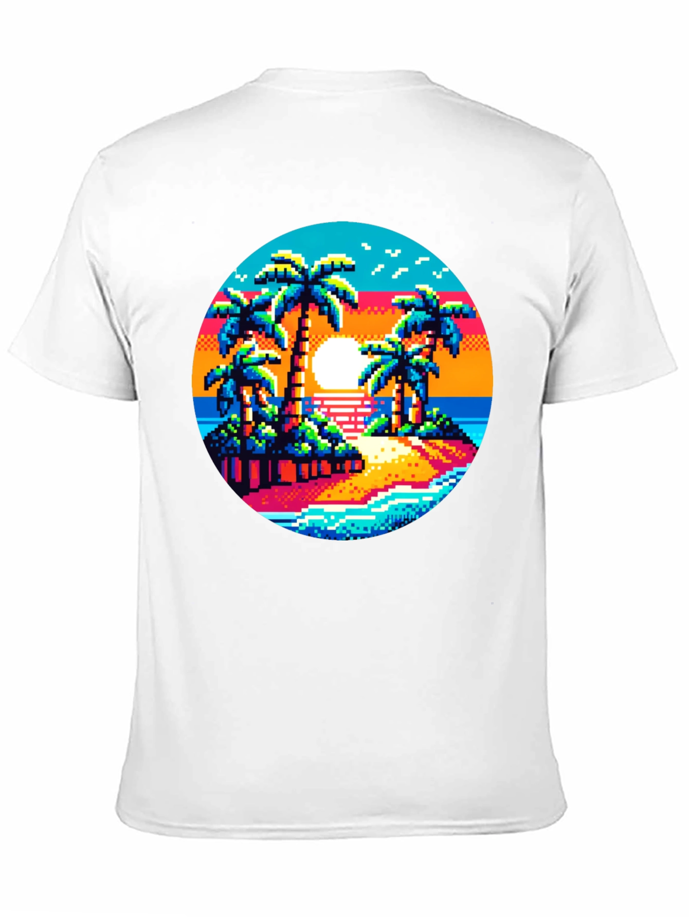 Pixel Sunset Palm Tree Graphic Tee