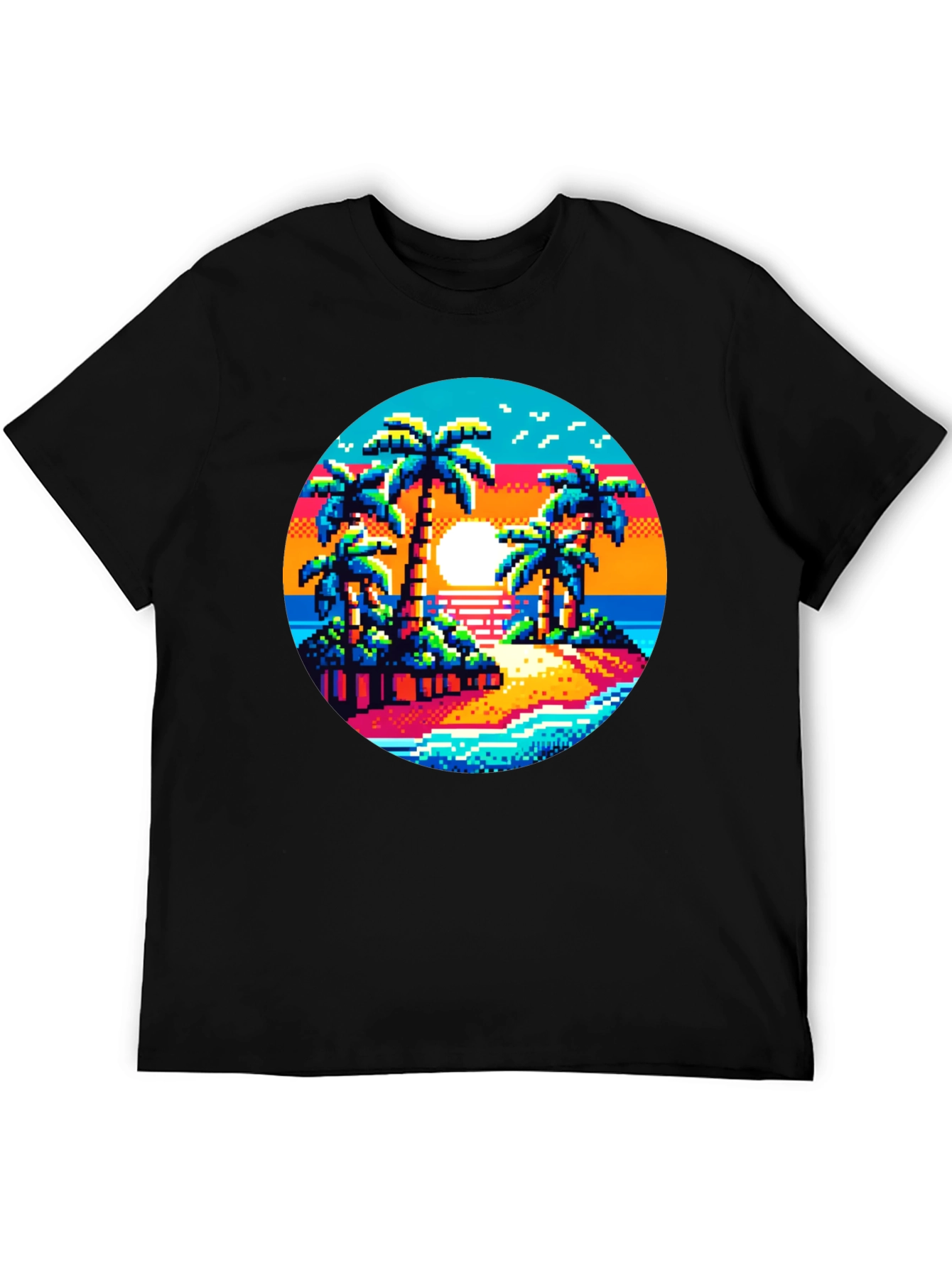 Pixel Sunset Palm Tree Graphic Tee