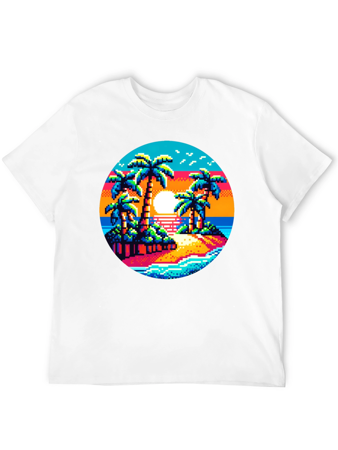 Pixel Sunset Palm Tree Graphic Tee