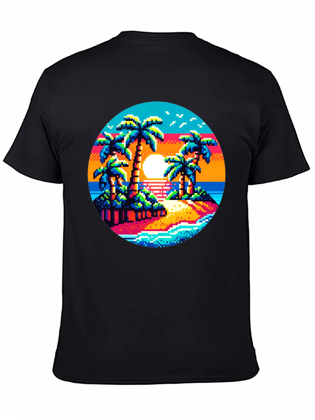 Pixel Sunset Palm Tree Graphic Tee