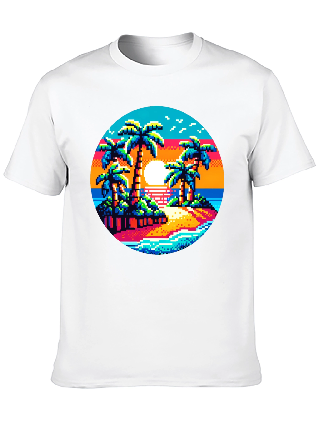 Pixel Sunset Palm Tree Graphic Tee