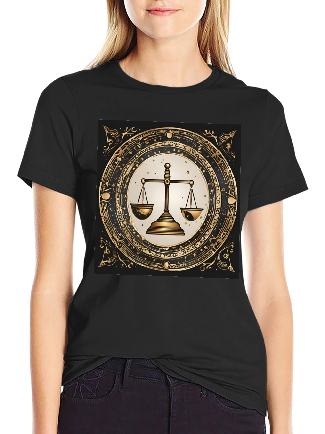 Libra Zodiac Black T-Shirt