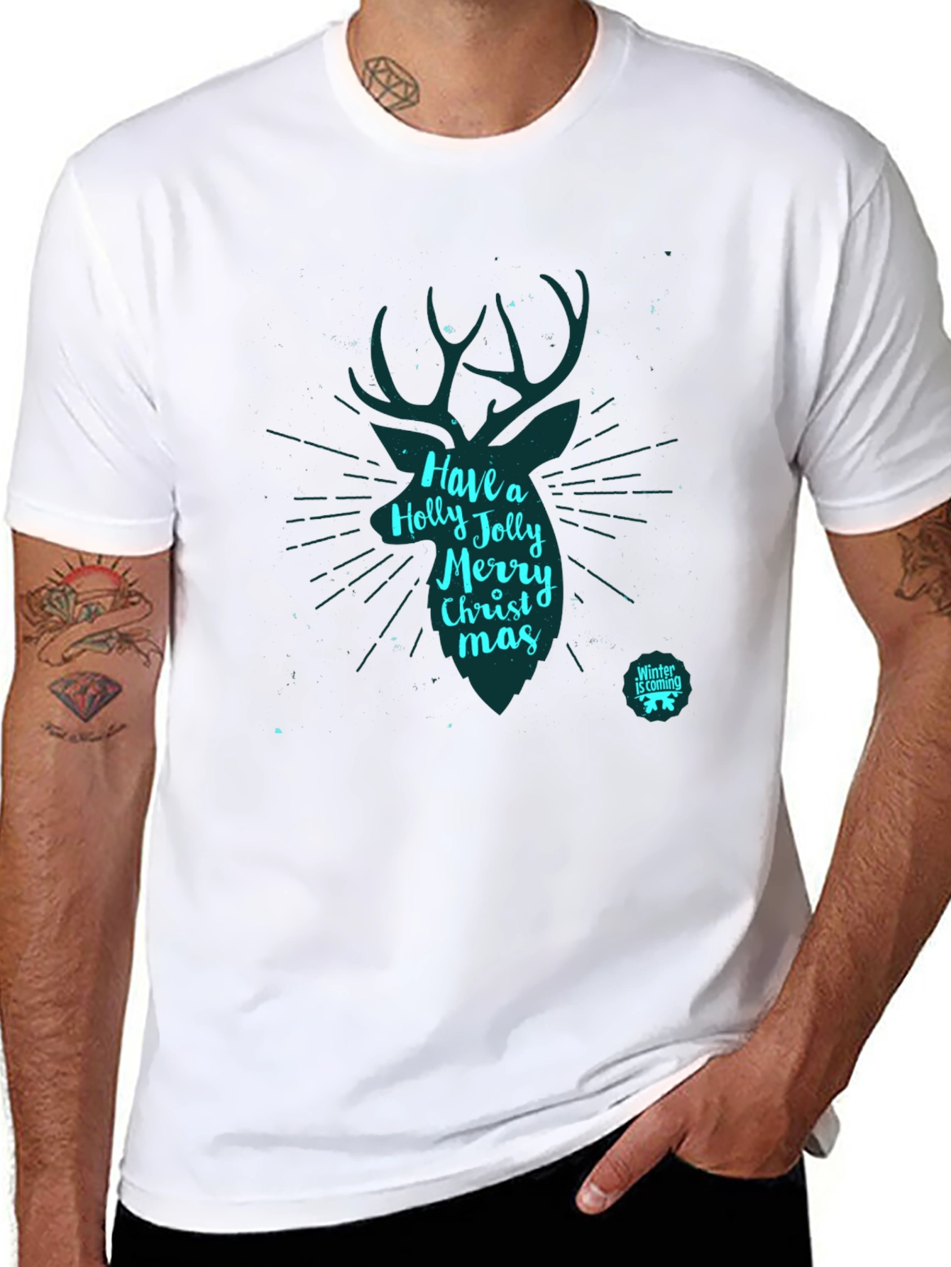 Festive Holiday Deer Graphic T-Shirt
