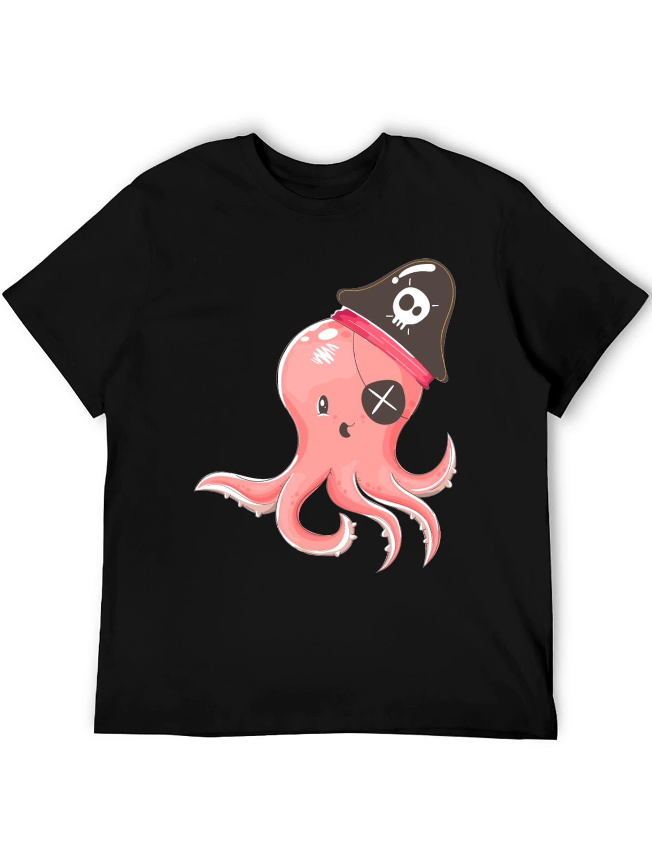 Pirate Octopus Graphic T-Shirt - Black Cotton Tee