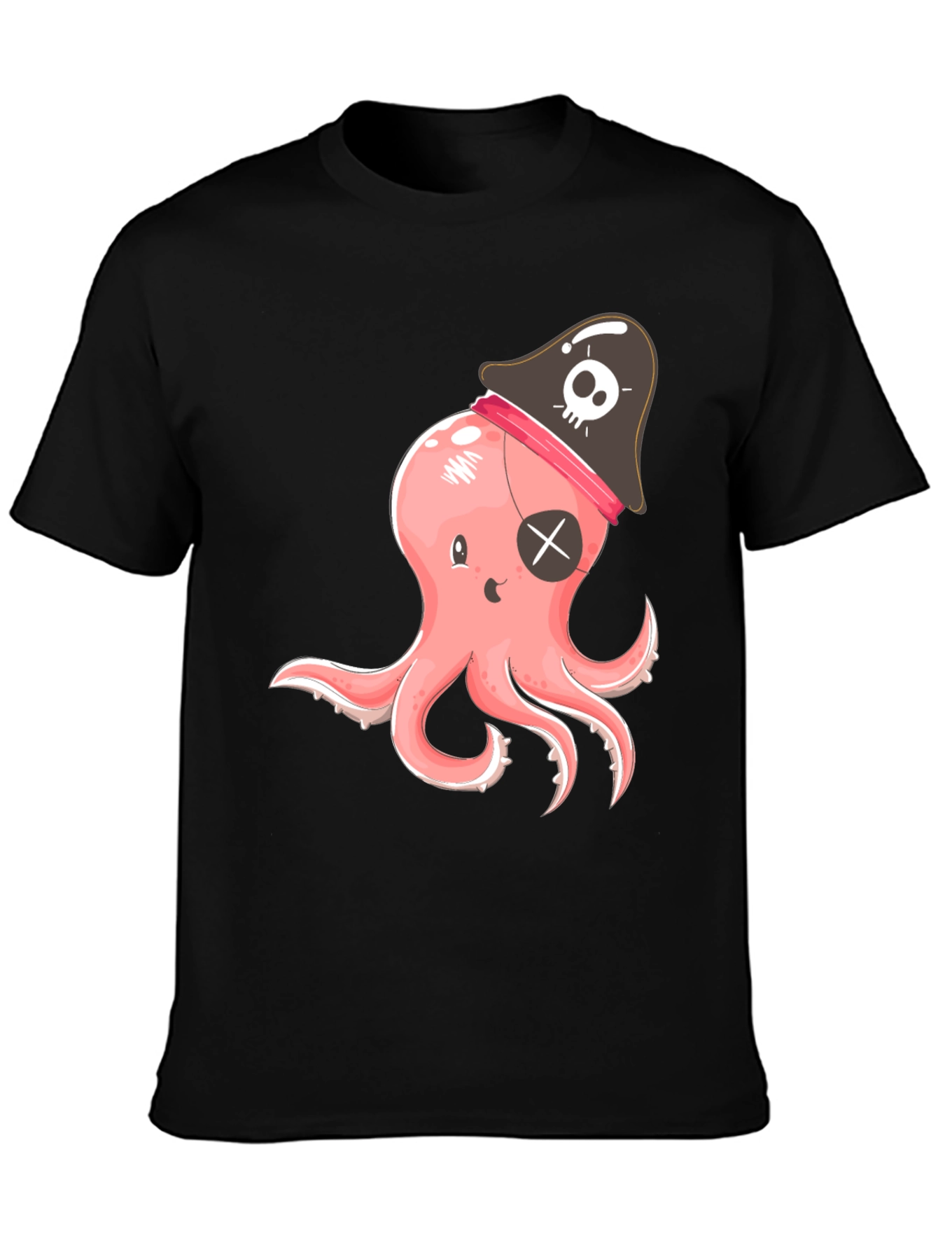 Pirate Octopus Graphic T-Shirt - Black Cotton Tee
