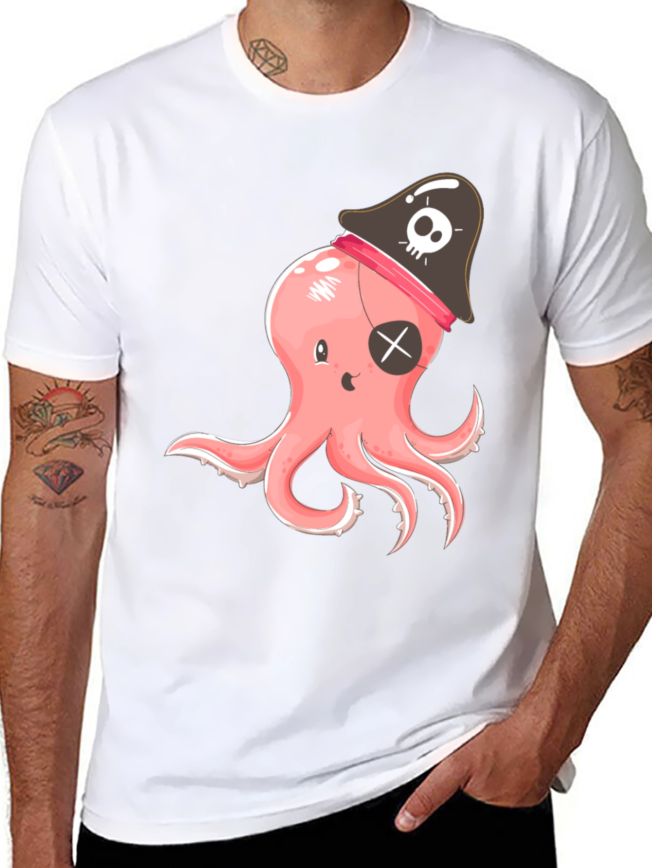 Pirate Octopus Graphic T-Shirt - Black Cotton Tee