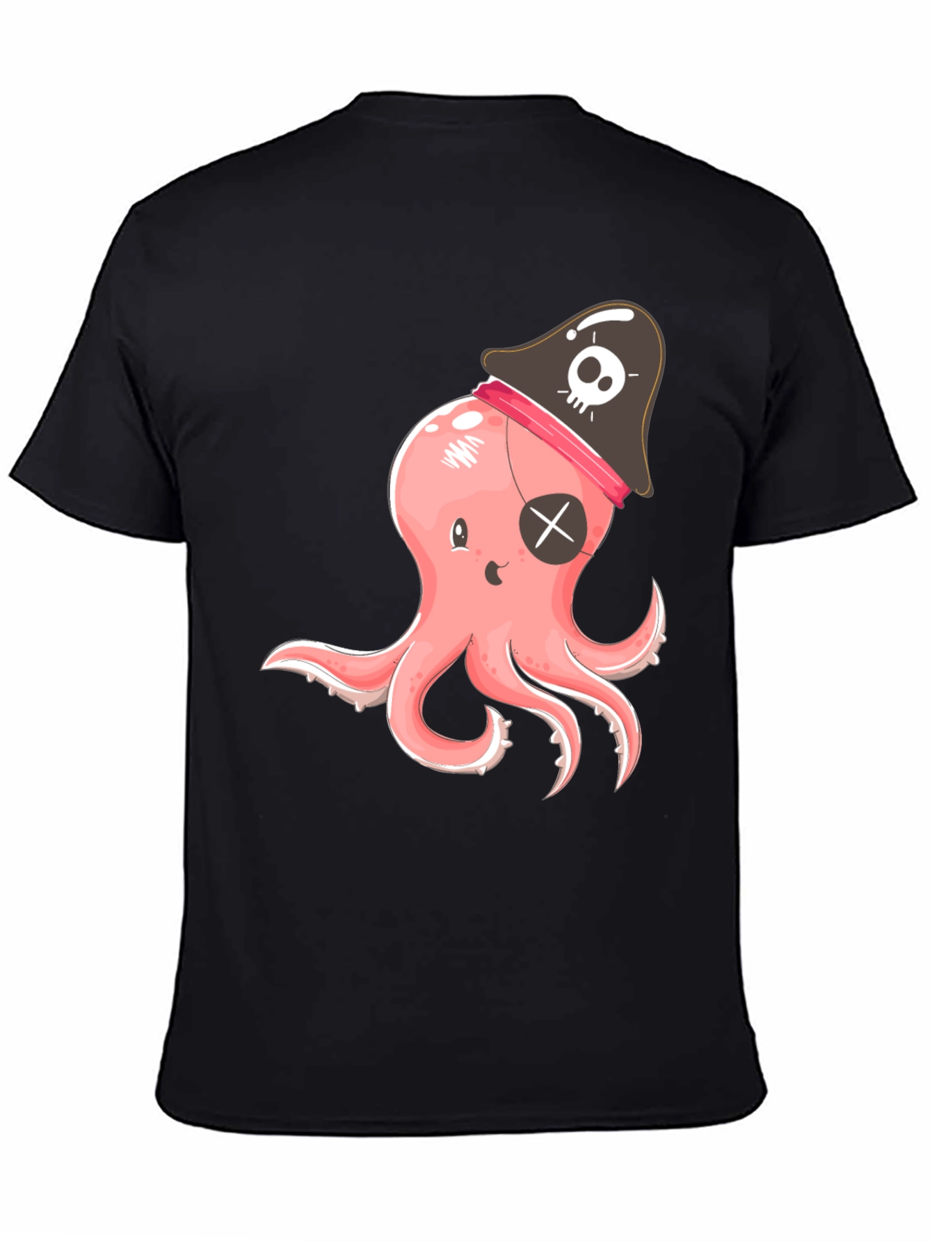 Pirate Octopus Graphic T-Shirt - Black Cotton Tee