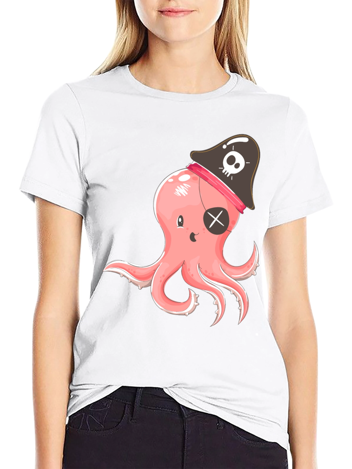Pirate Octopus Graphic T-Shirt - Black Cotton Tee