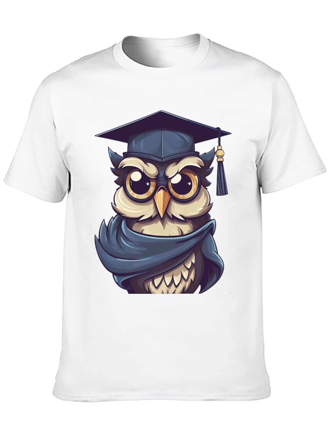 Graduation Owl Graphic Tee - Black Cotton Blend