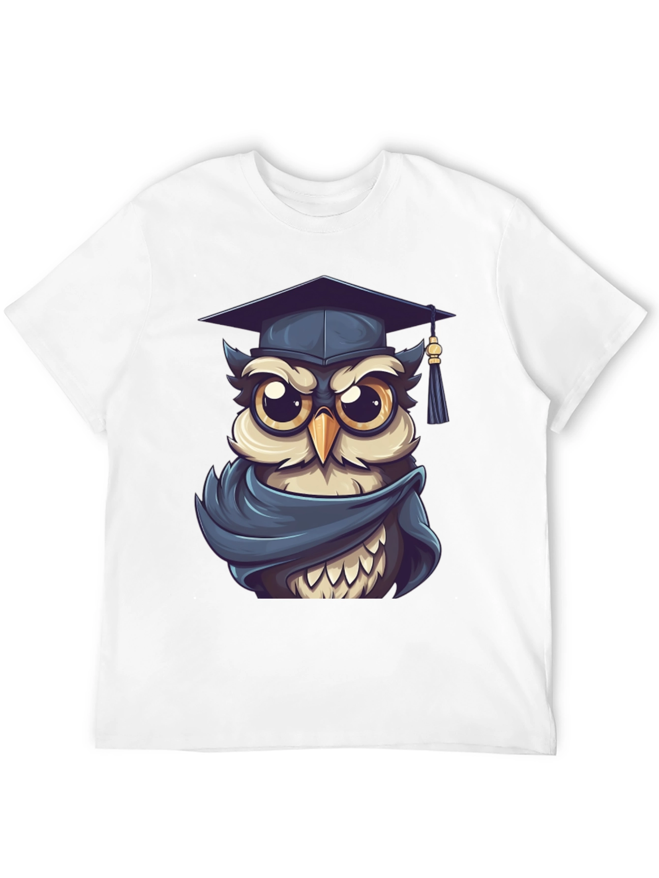 Graduation Owl Graphic Tee - Black Cotton Blend