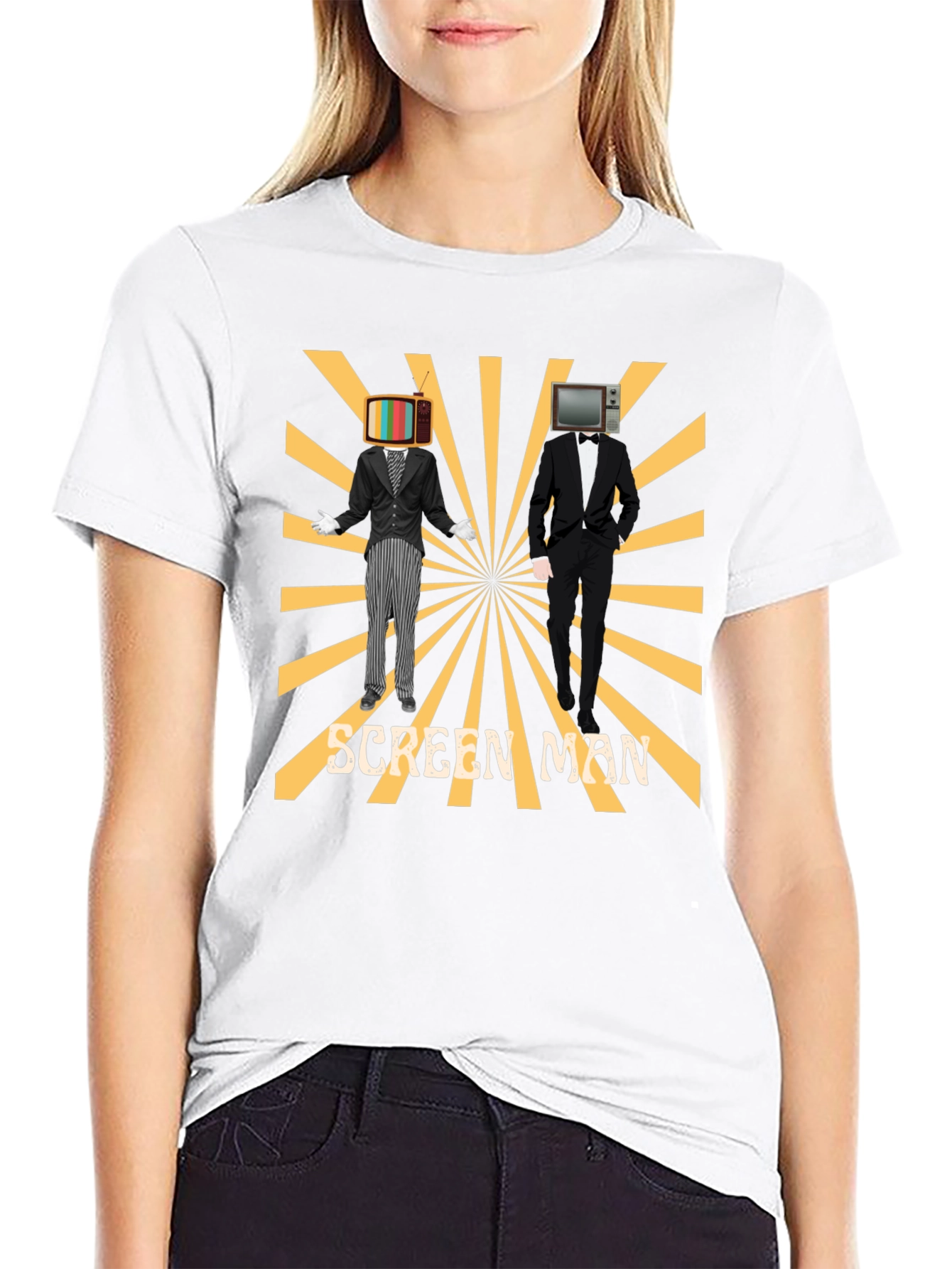 Screen Man Graphic Black T-Shirt