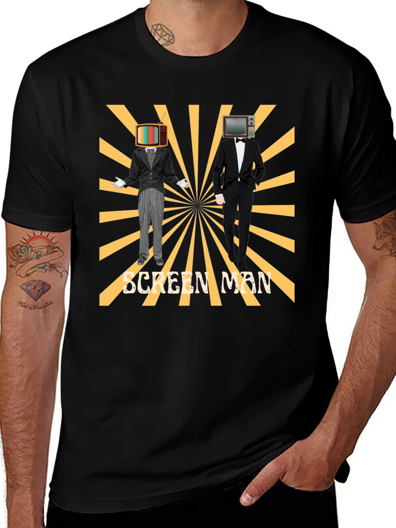 Screen Man Graphic Black T-Shirt