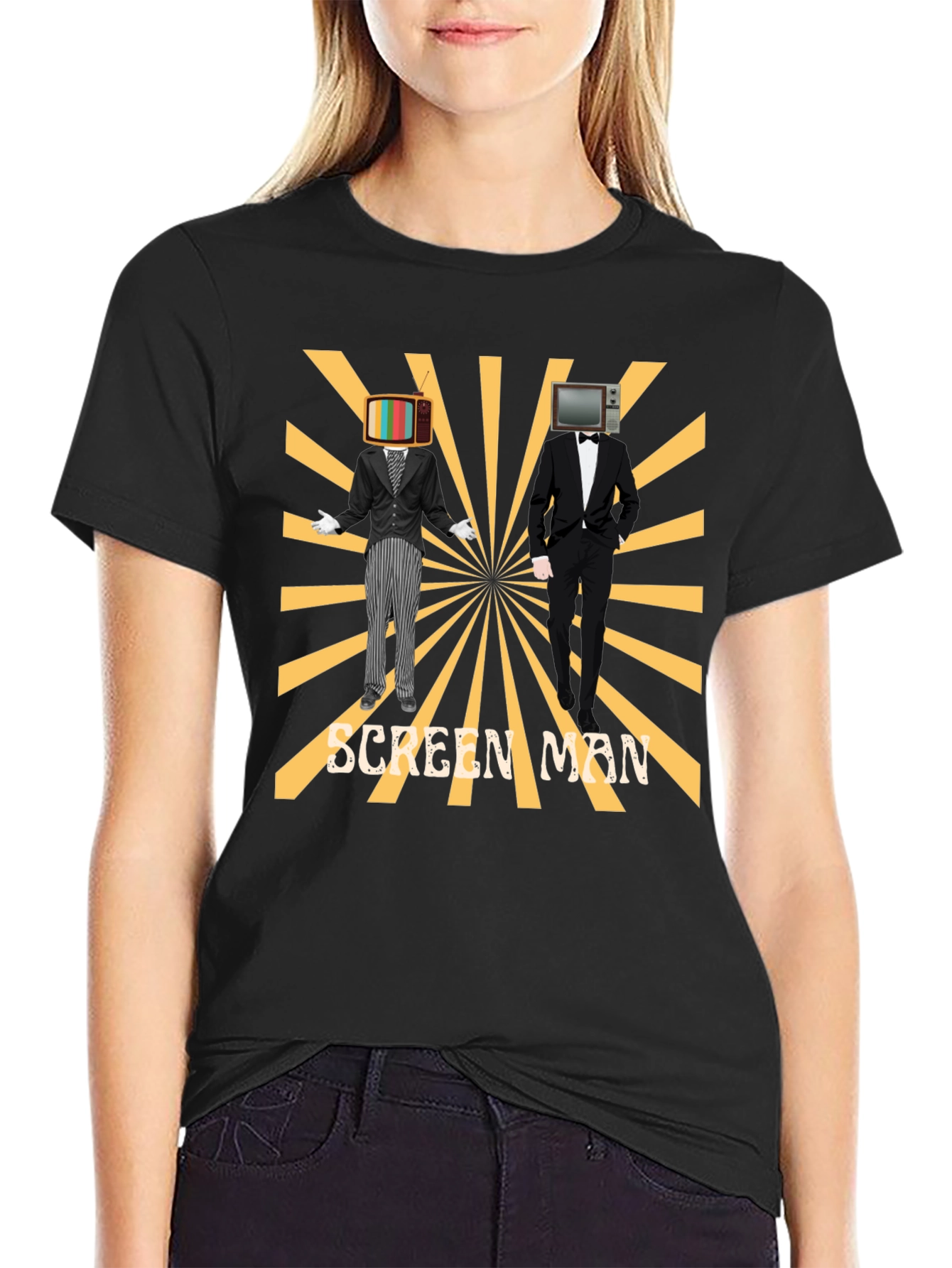 Screen Man Graphic Black T-Shirt