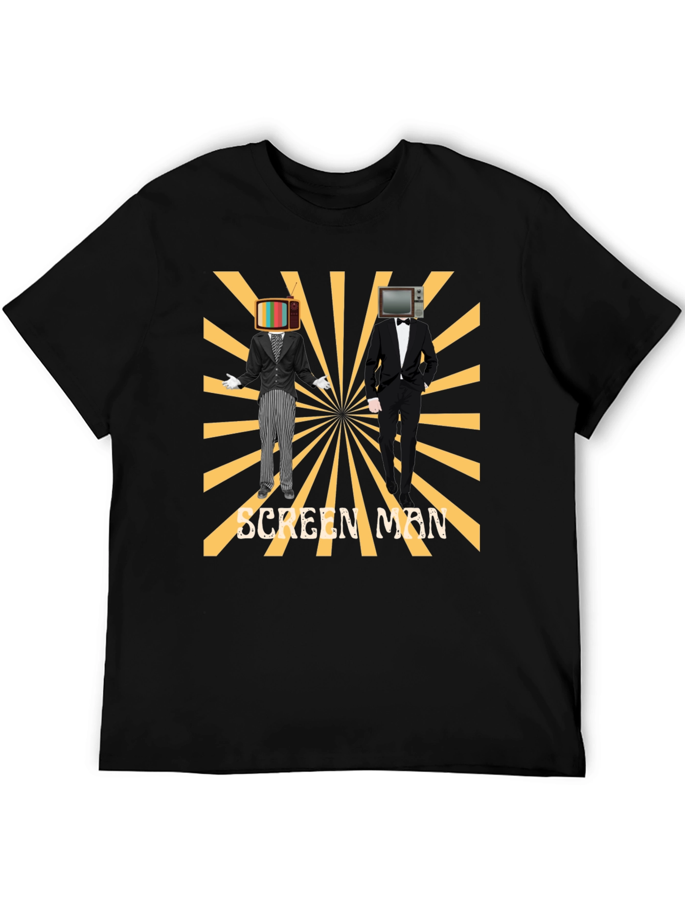 Screen Man Graphic Black T-Shirt
