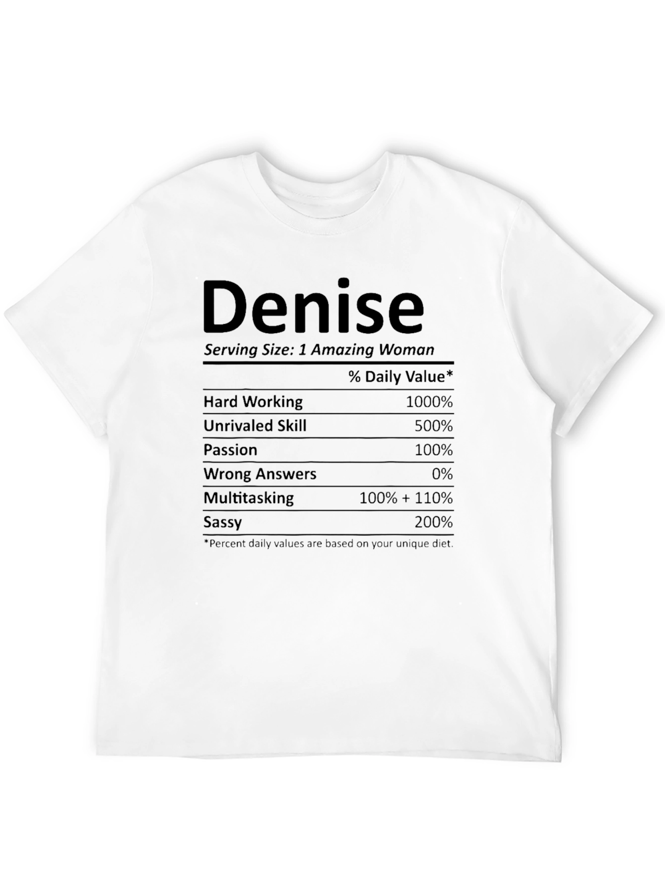 Denise Nutrition Facts T-Shirt Funny Personalized Gift