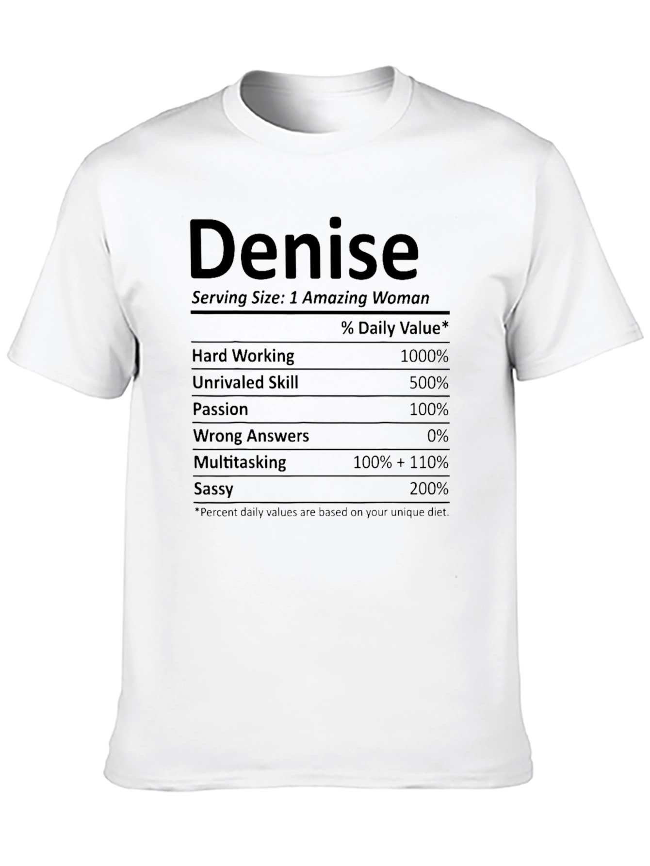 Denise Nutrition Facts T-Shirt Funny Personalized Gift