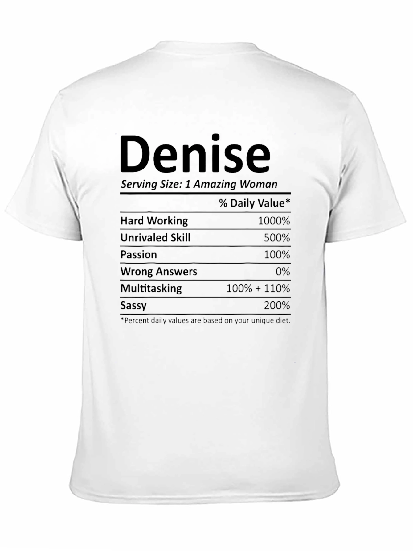 Denise Nutrition Facts T-Shirt Funny Personalized Gift