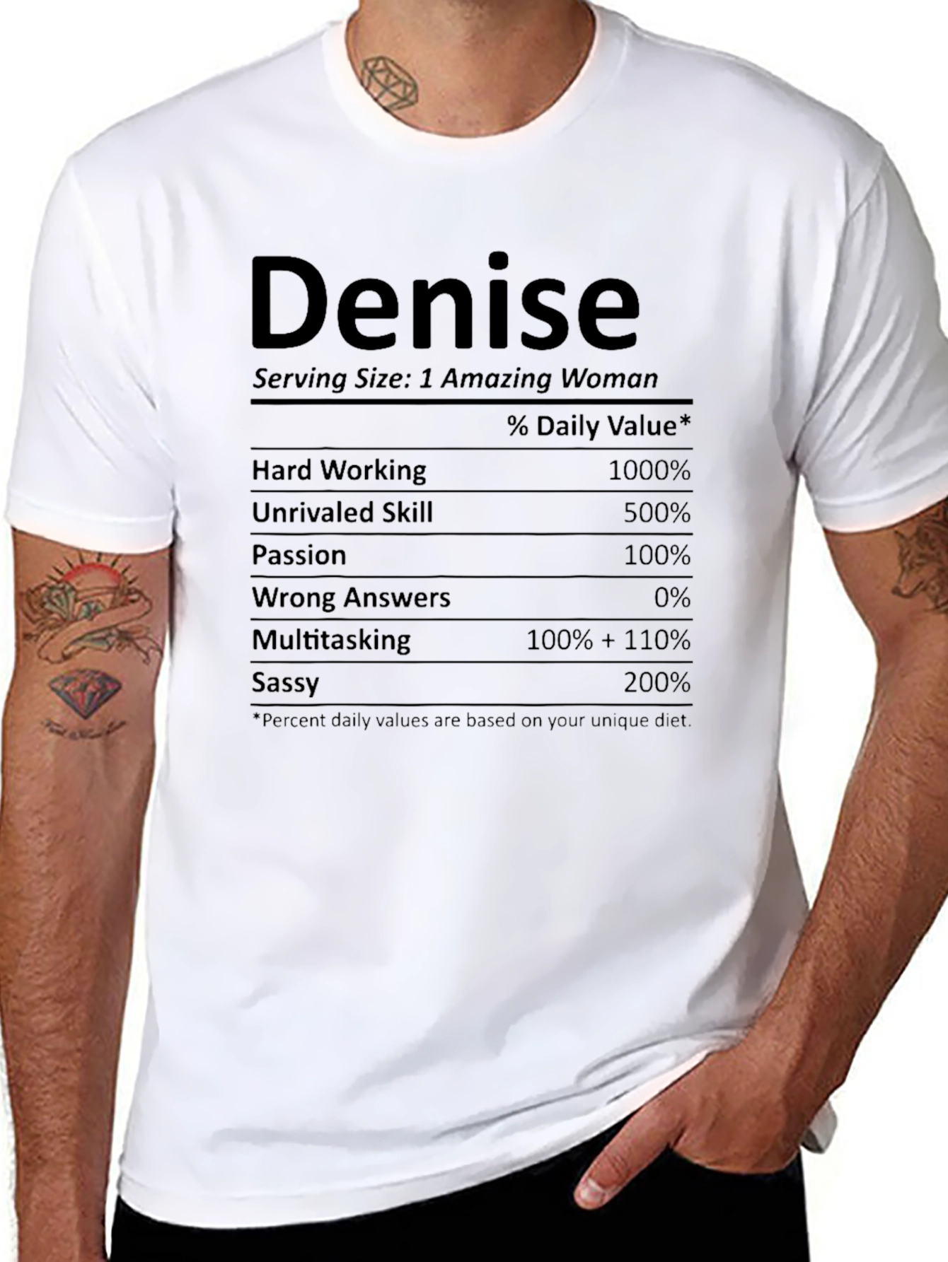 Denise Nutrition Facts T-Shirt Funny Personalized Gift