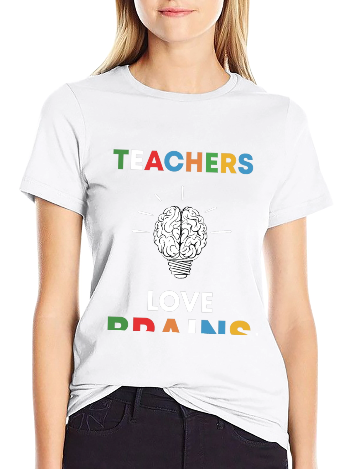 Teachers Love Brains Graphic Tee - Black