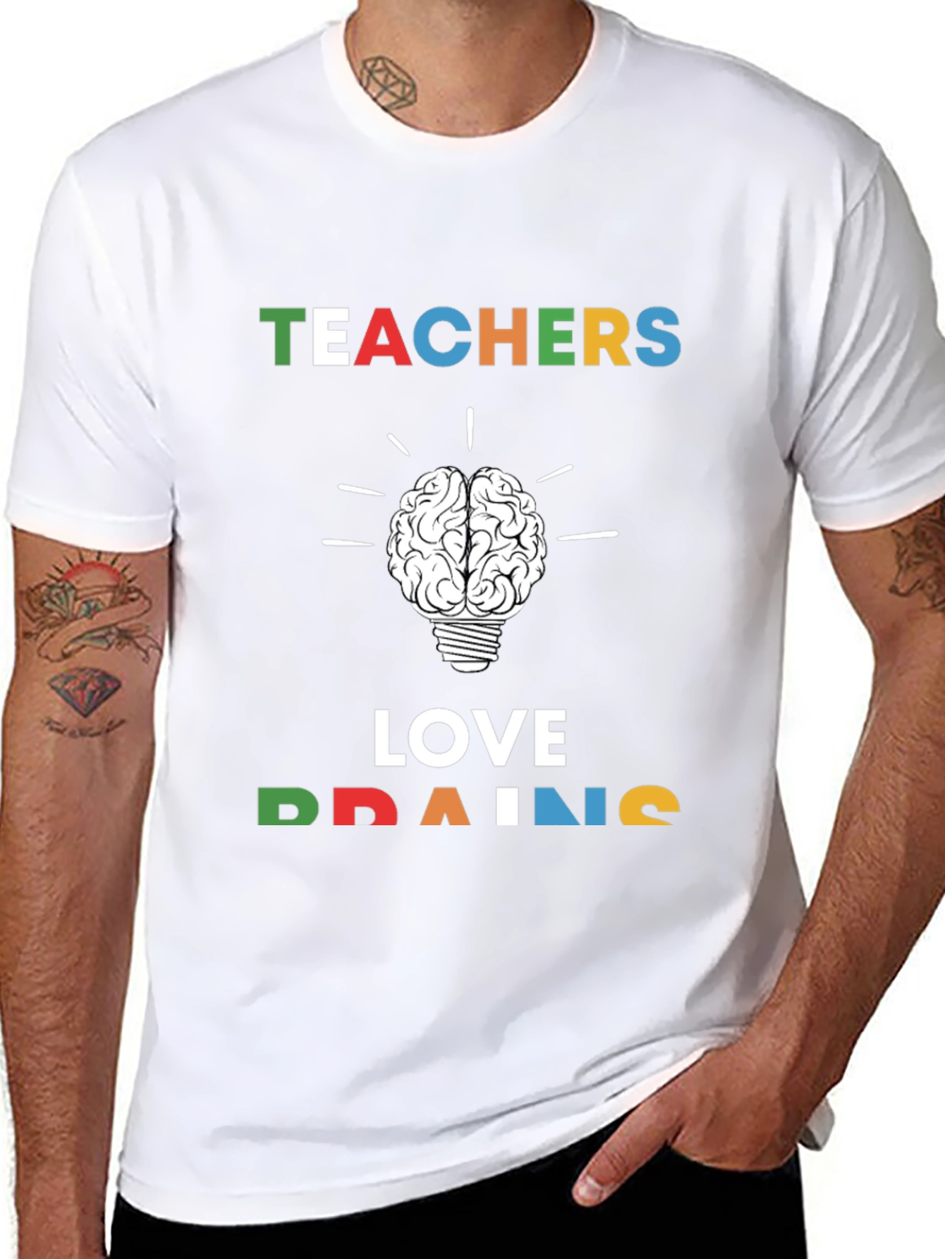 Teachers Love Brains Graphic Tee - Black