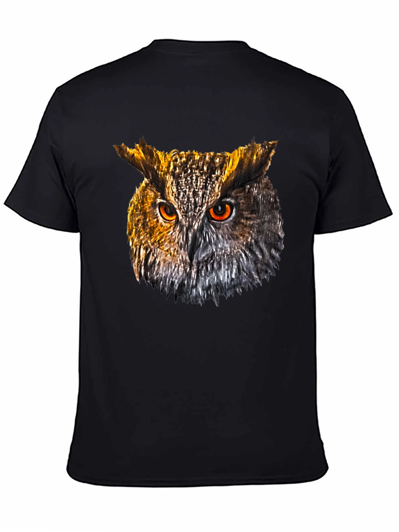 Owl Head Graphic Print Black T-Shirt