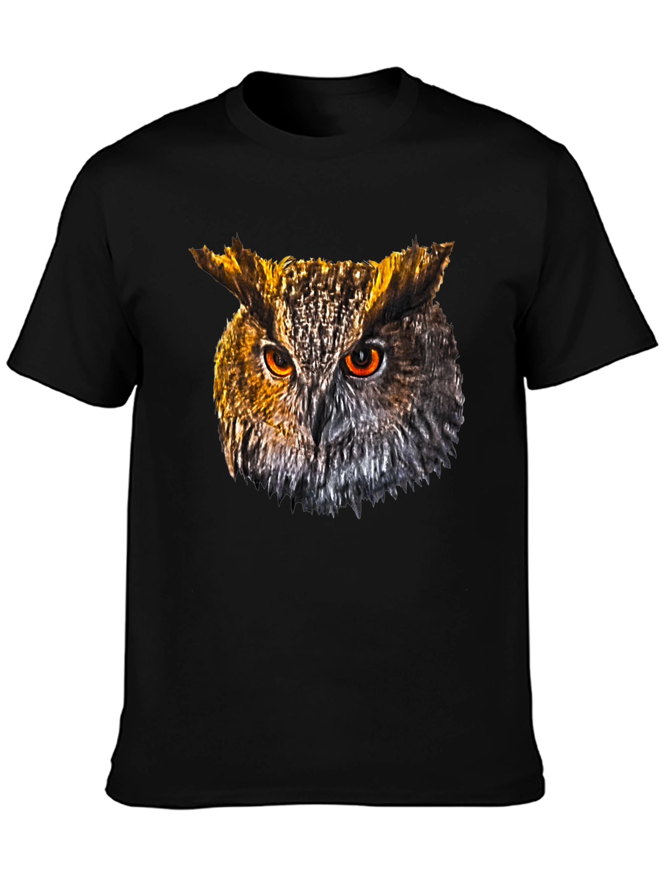 Owl Head Graphic Print Black T-Shirt