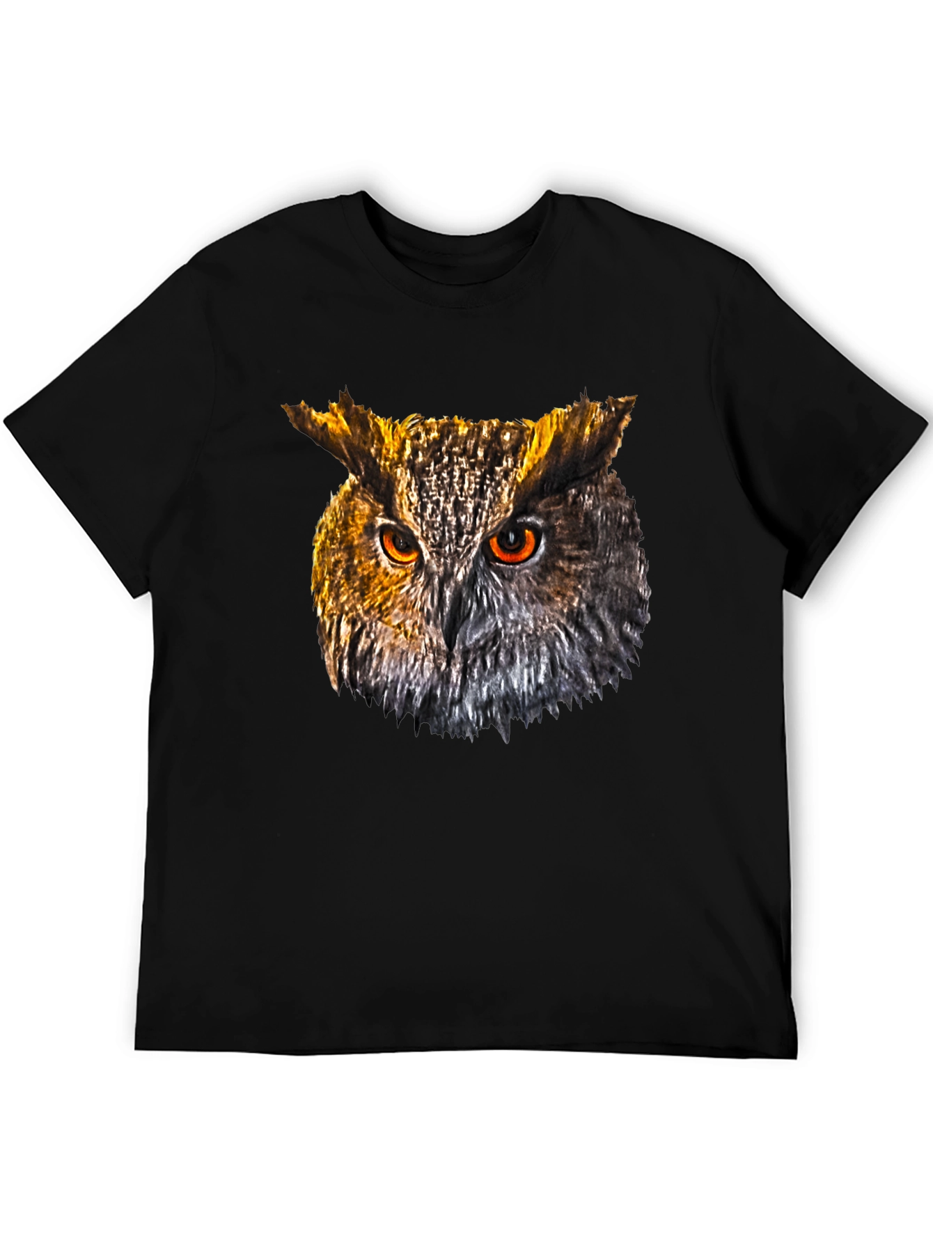 Owl Head Graphic Print Black T-Shirt