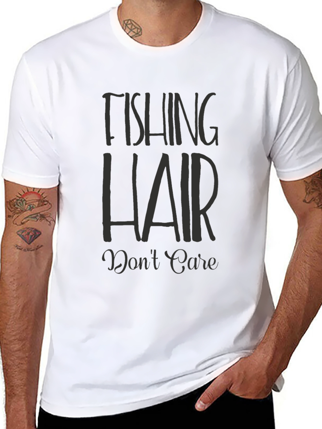 Fishing Hair Dont Care Graphic Tee