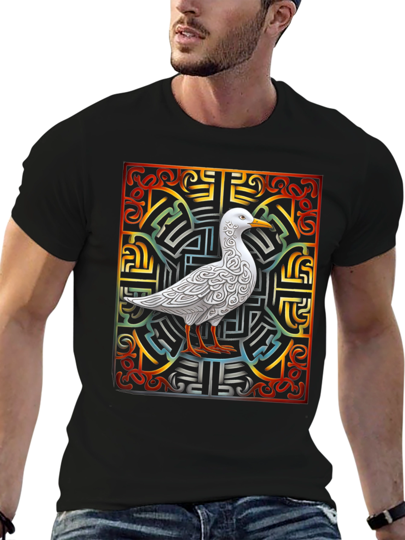 Ornate Bird Graphic Tee - Unique Design