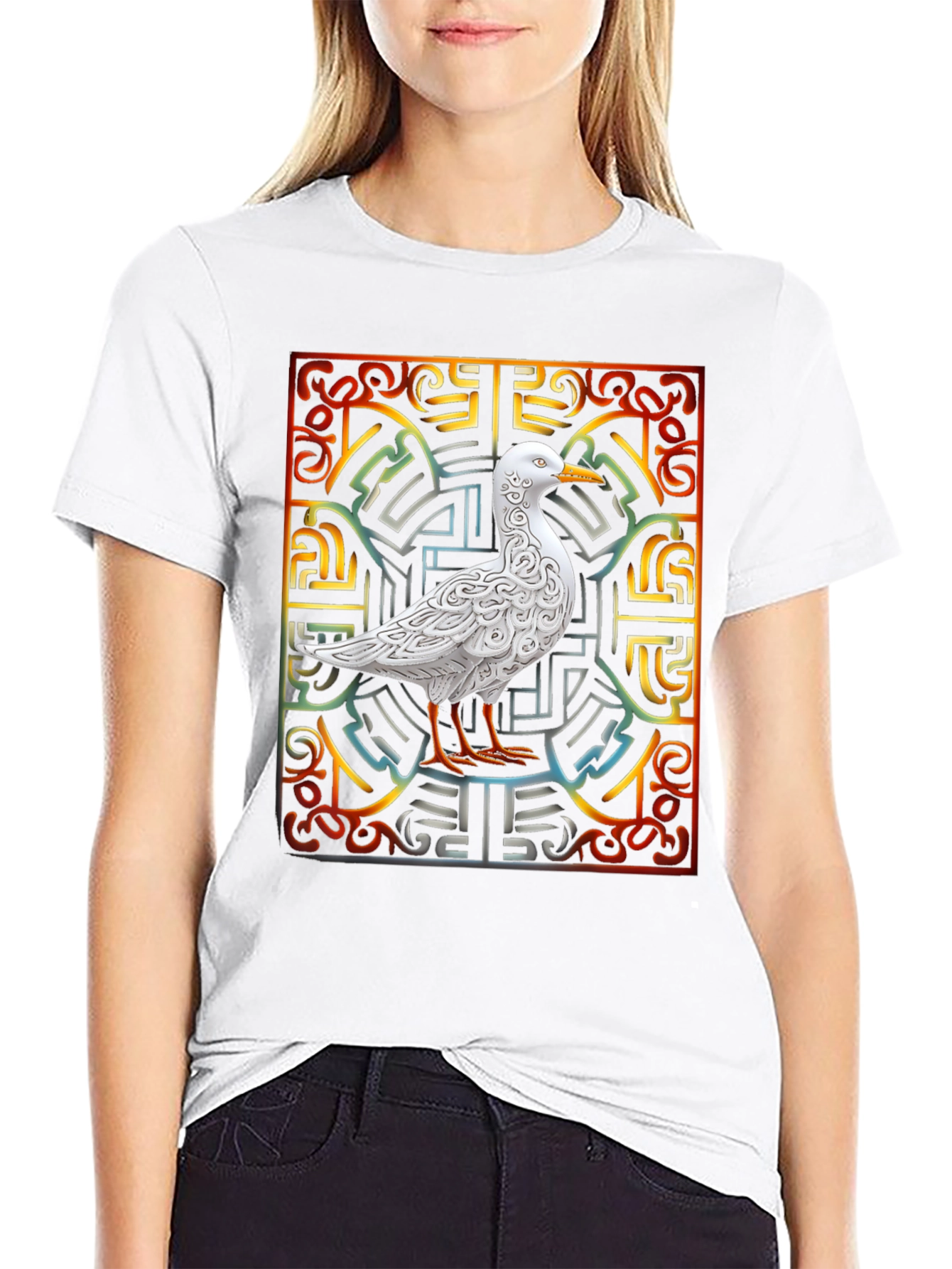 Ornate Bird Graphic Tee - Unique Design