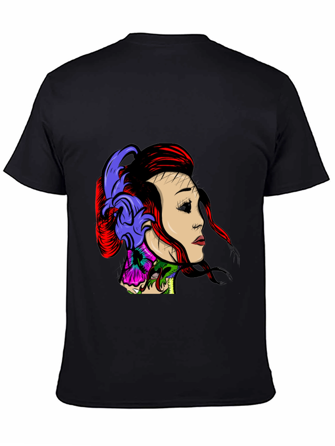 Geisha Graphic Print Black T-Shirt