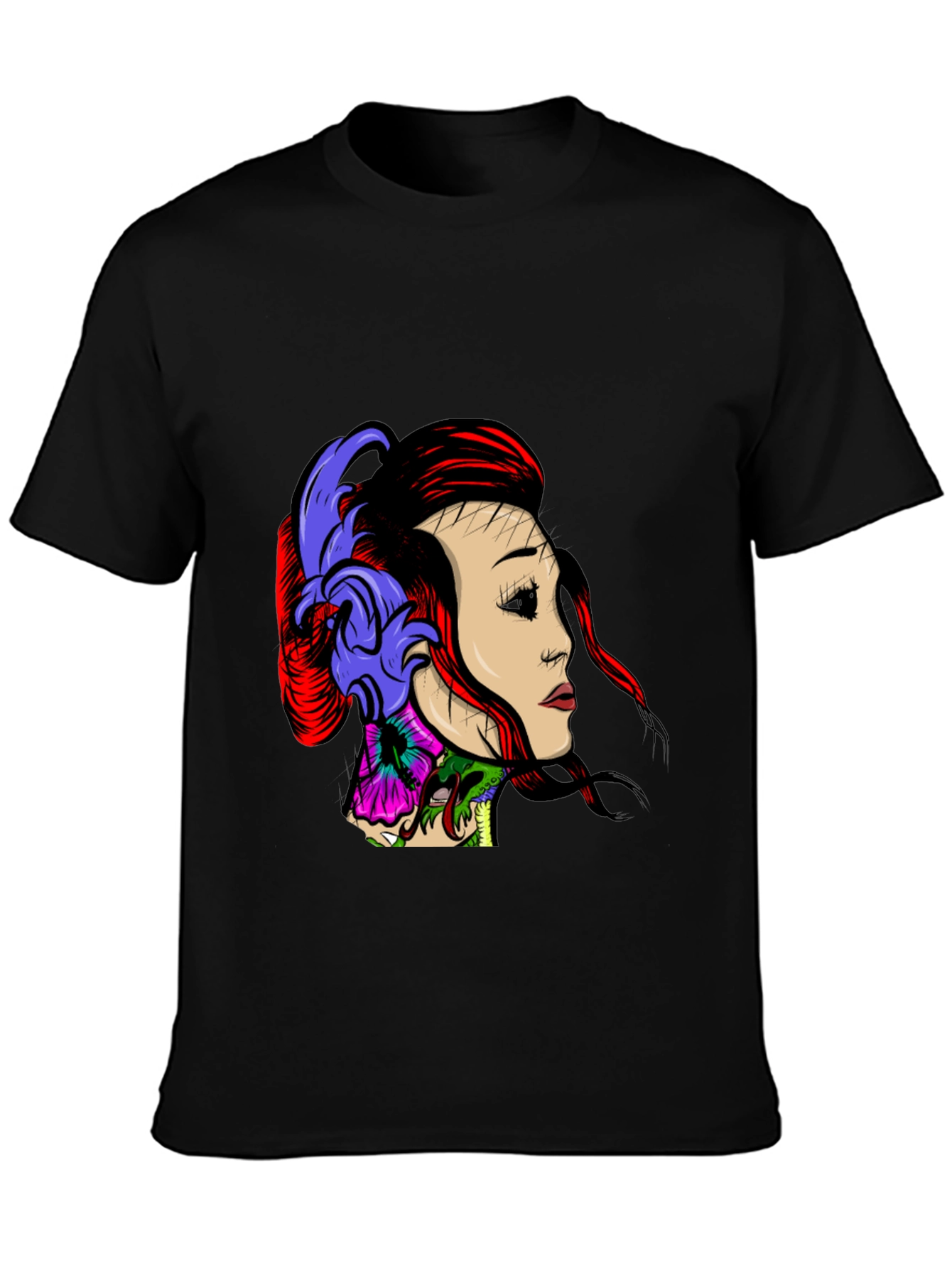 Geisha Graphic Print Black T-Shirt