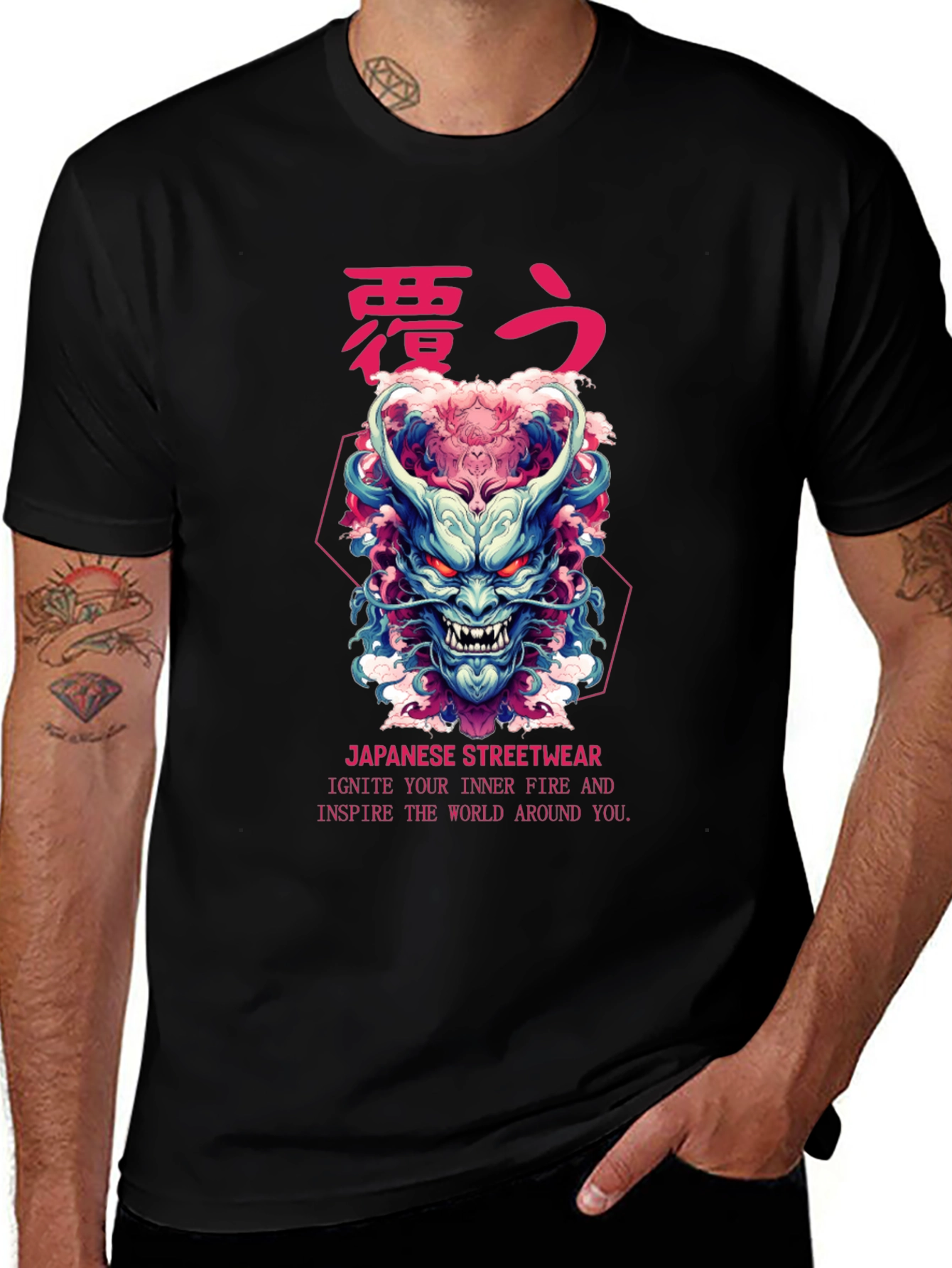 Japanese Oni Mask Graphic T-Shirt