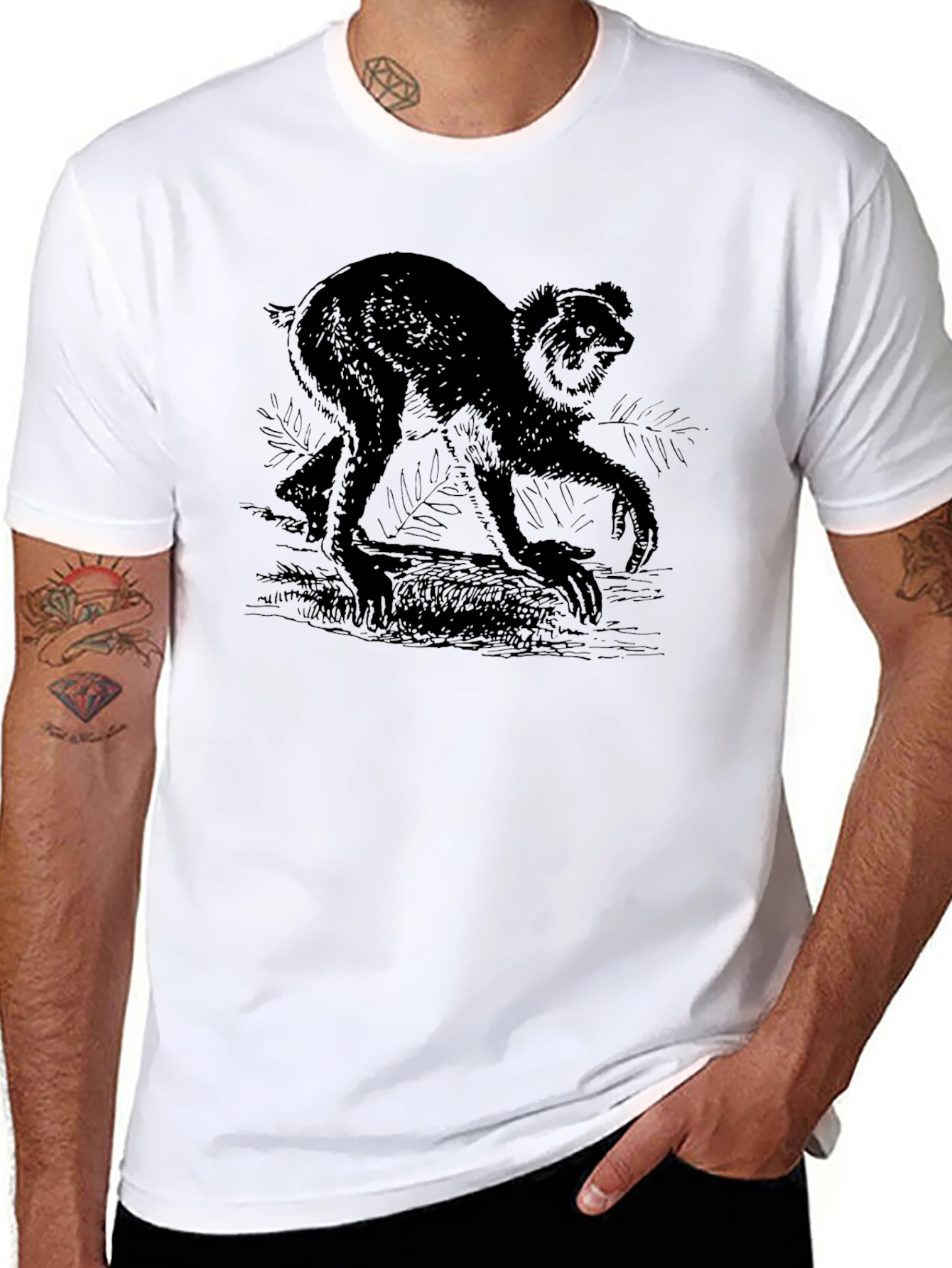 Retro Monkey Graphic Tee - Black Unisex Shirt