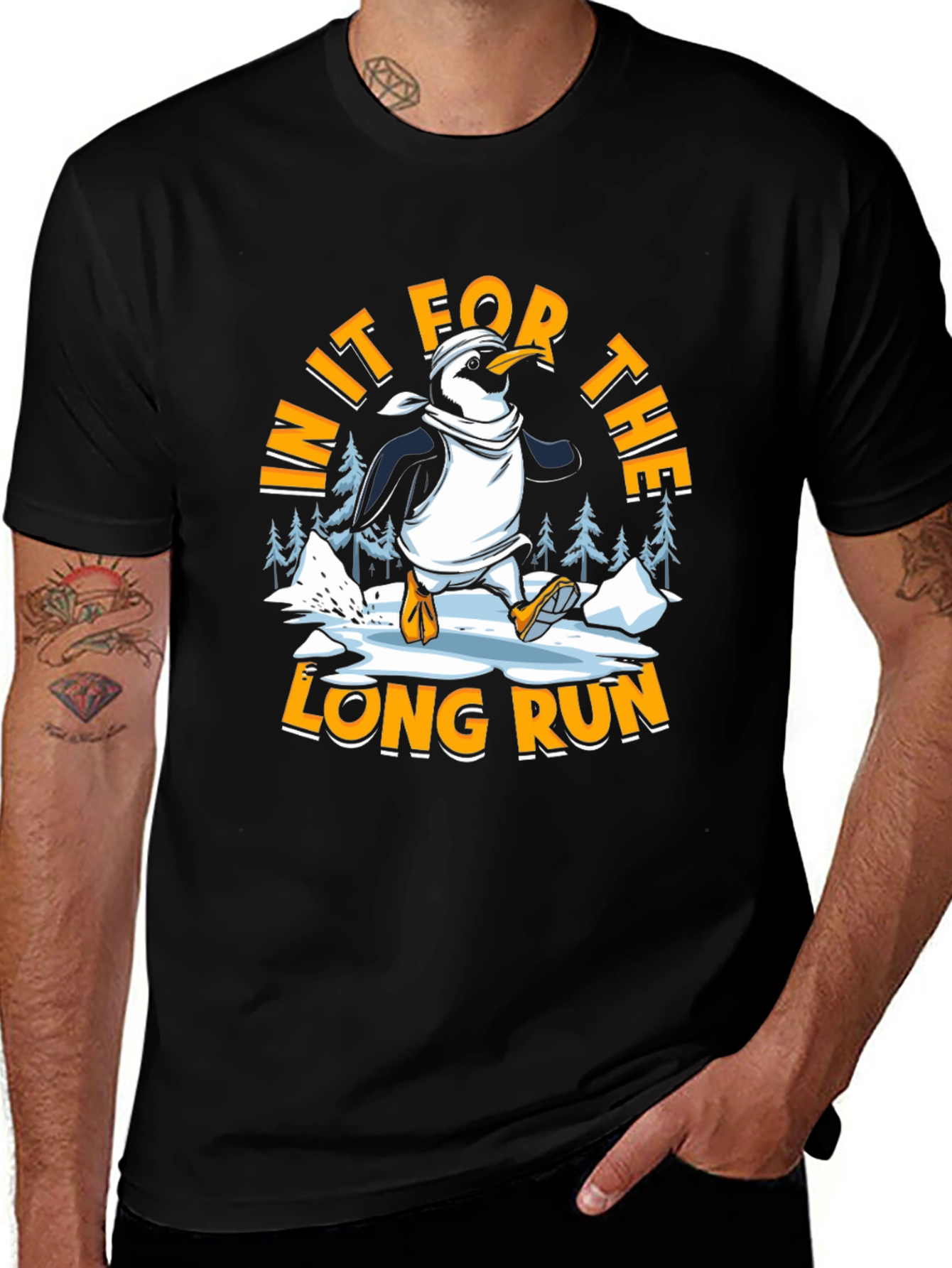 Penguin Running Black T-shirt