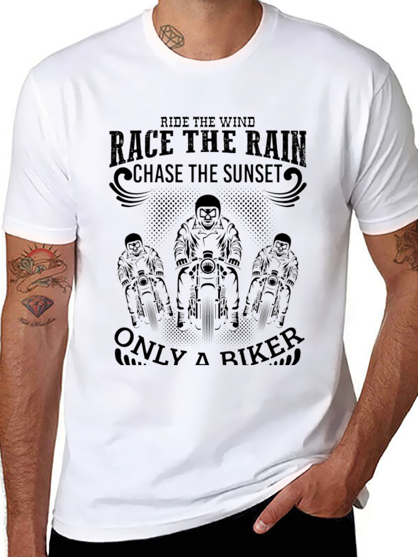 Ride the Wind Biker Graphic Tee - Black