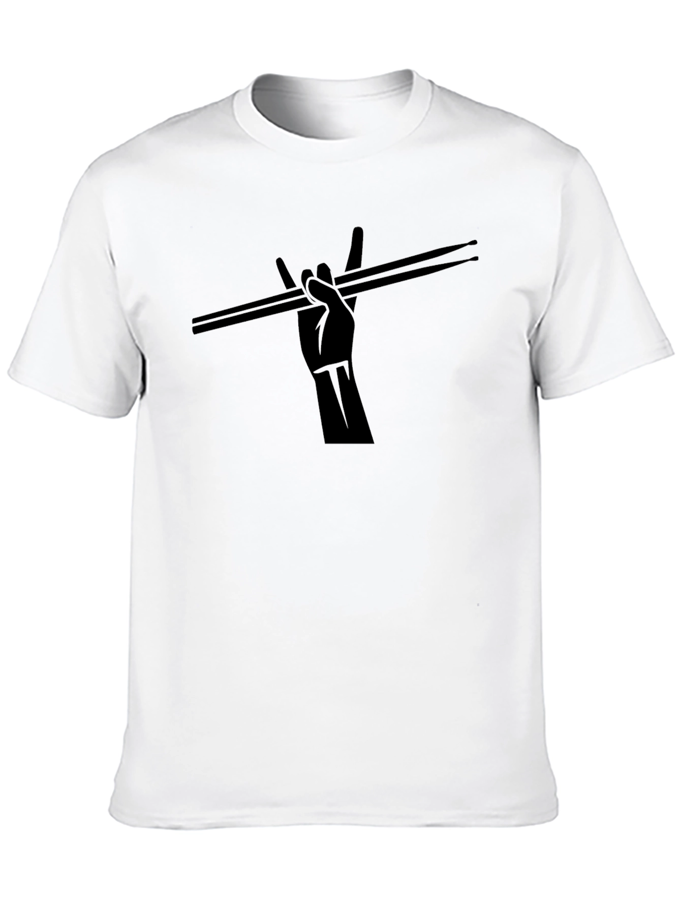 Drummer Rock On Hand Graphic T-Shirt - Black