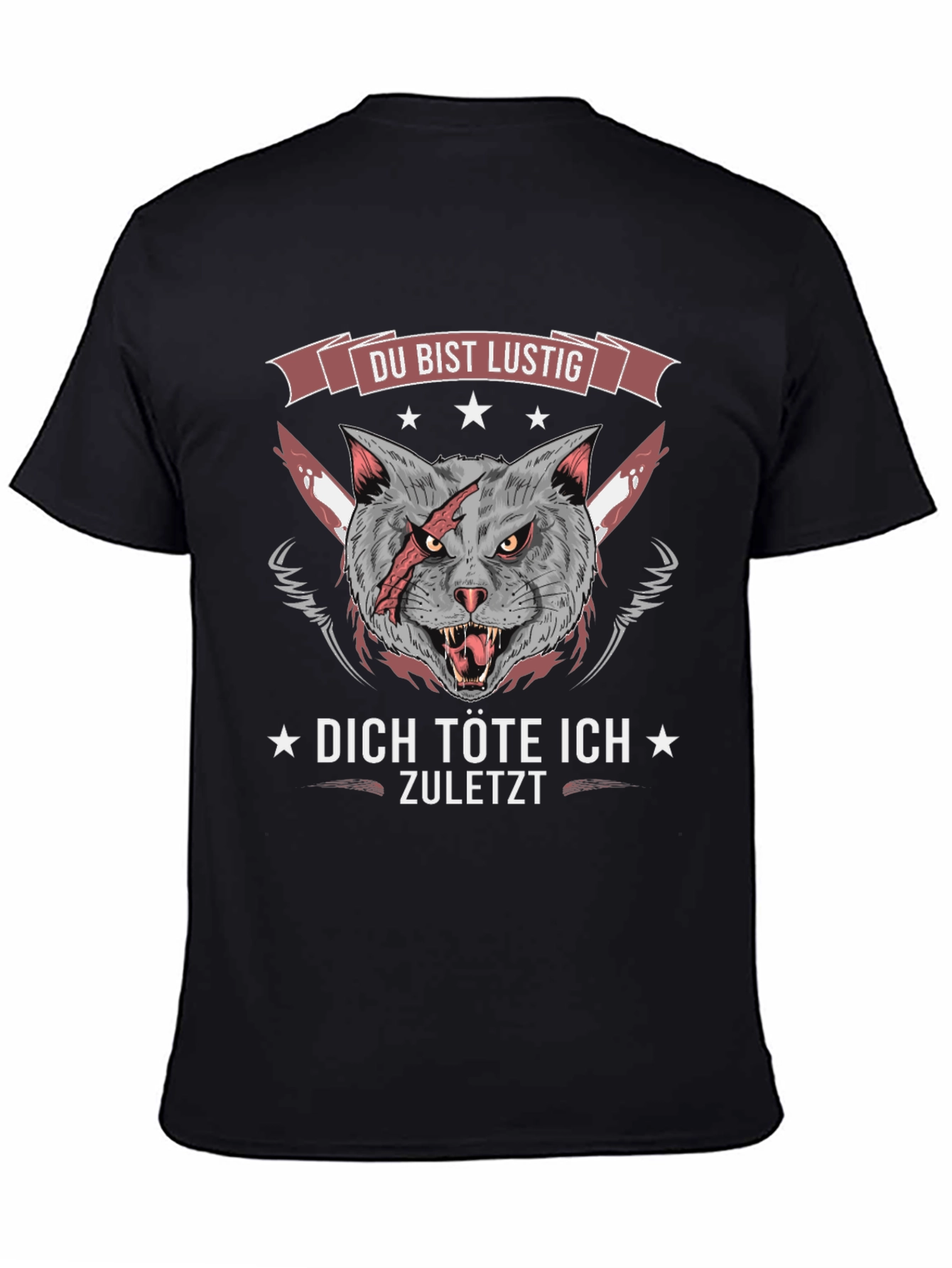 Funny Cat Graphic Tee - Du Bist Lustig