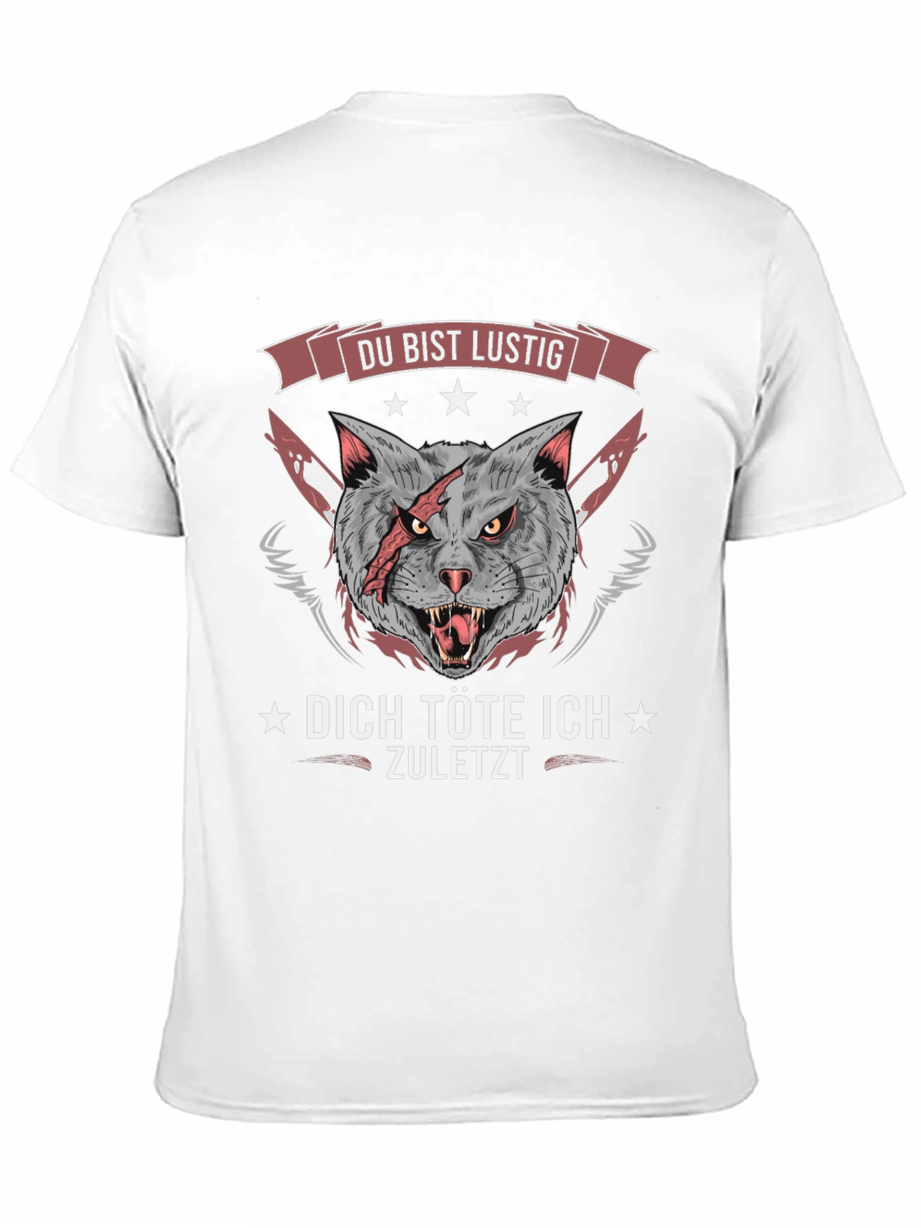 Funny Cat Graphic Tee - Du Bist Lustig