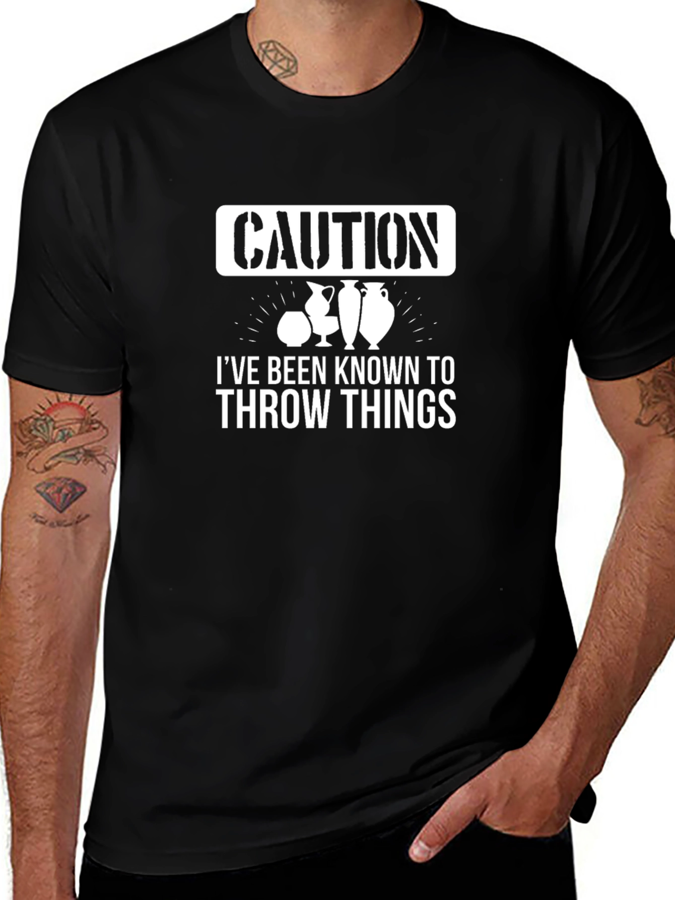 Caution: I Throw Things T-Shirt - Potter Humor