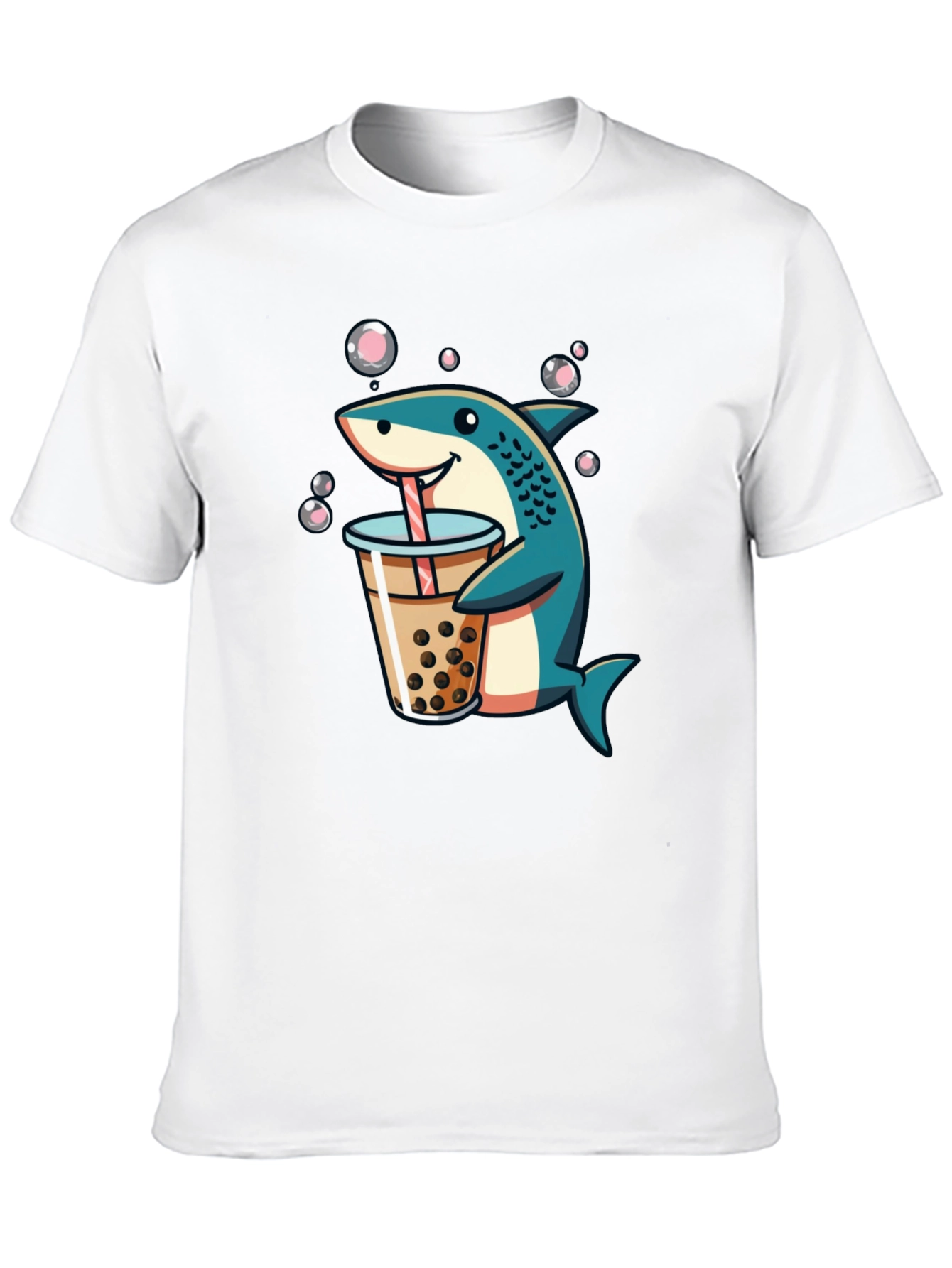 Shark Boba Tea Graphic Tee - Funny Cartoon T-Shirt