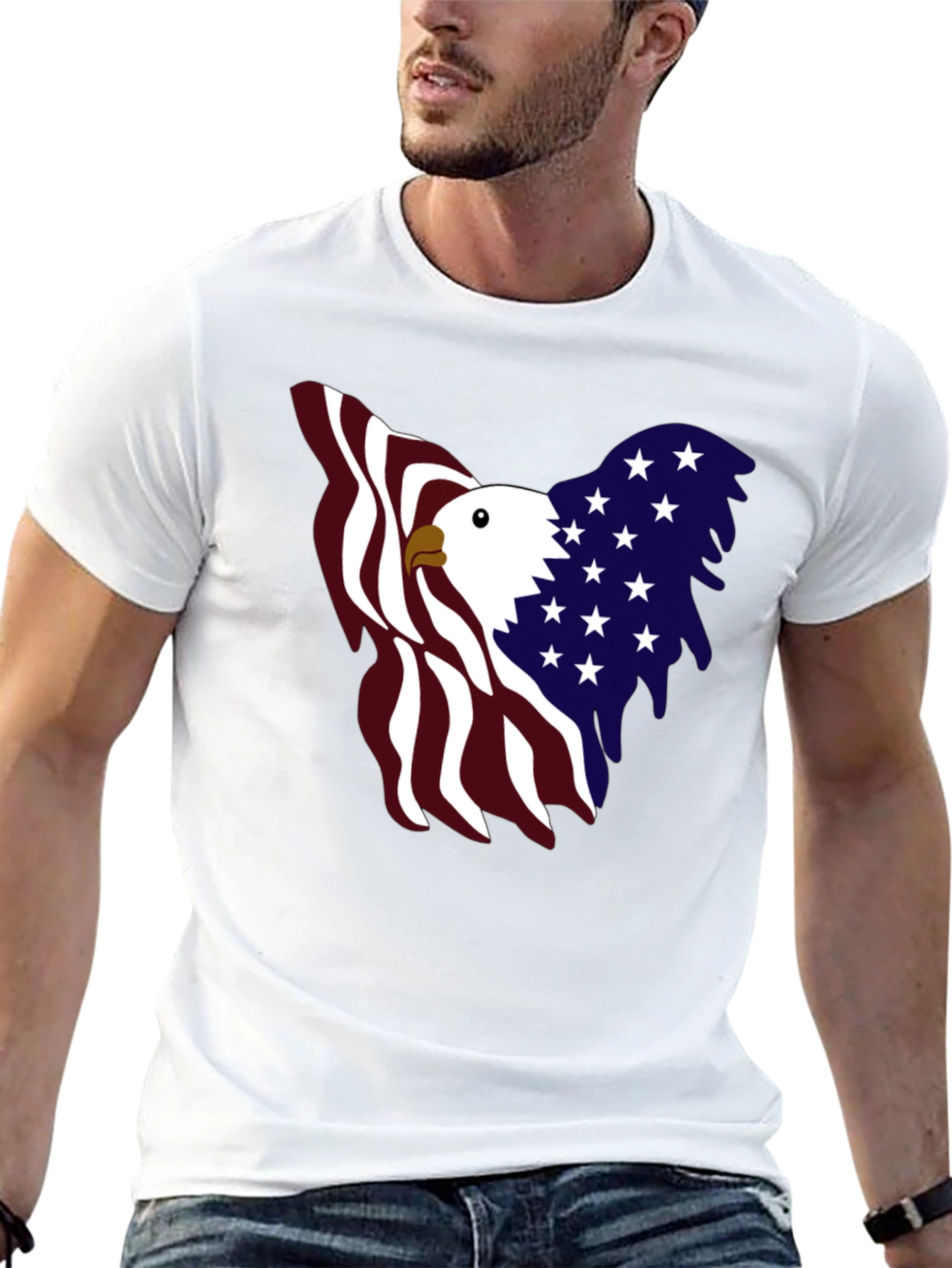 Patriotic Eagle Graphic Tee - USA Pride