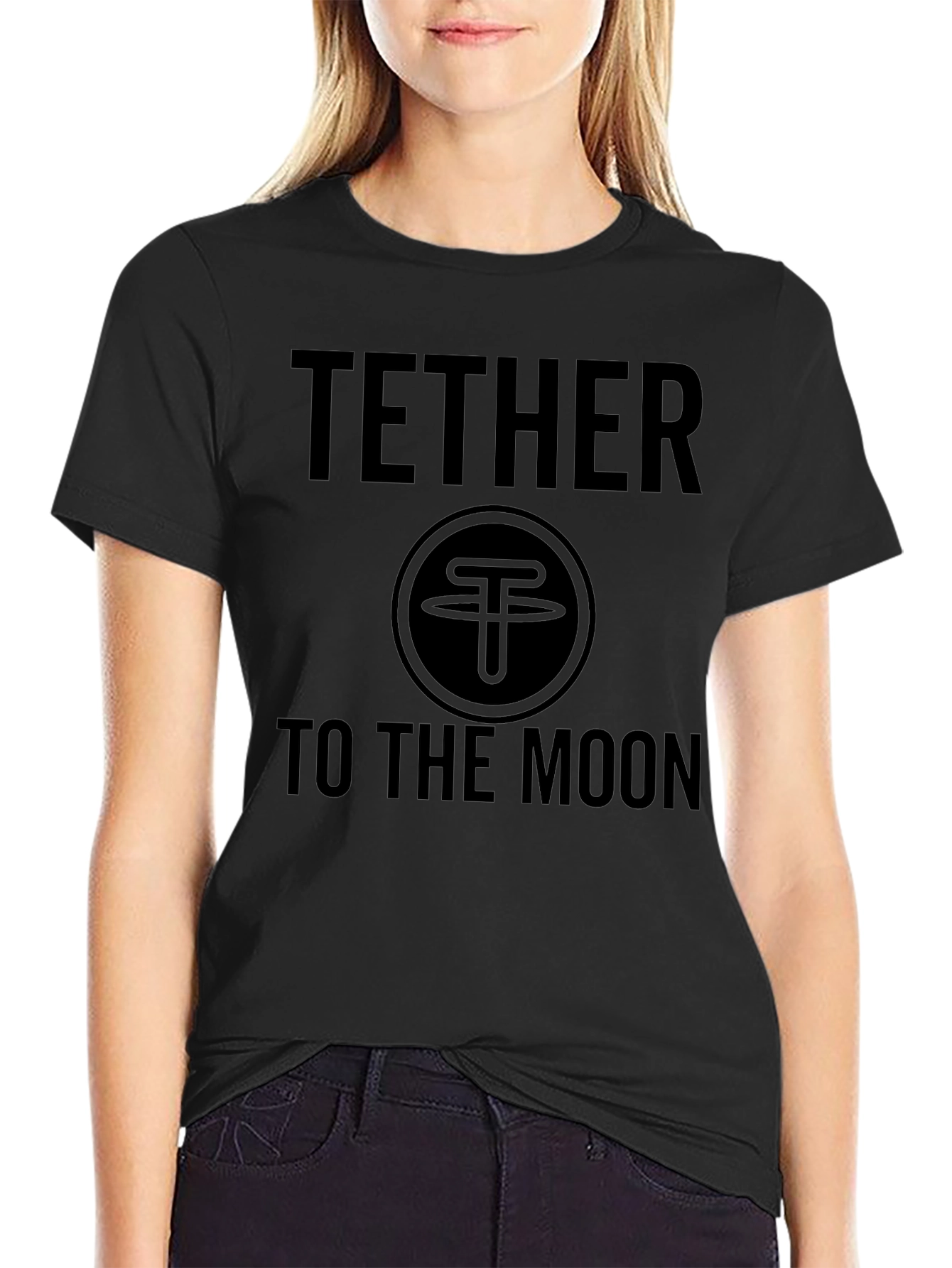Tether to the Moon Black T-Shirt